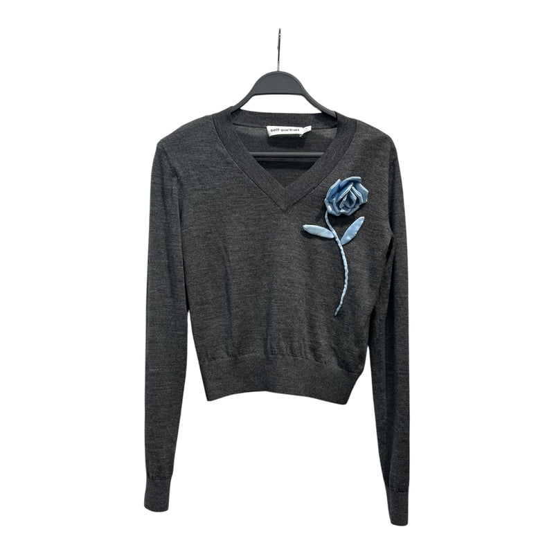 self-portrait/Sweater/S/Wool/GRY/flower applique sweater