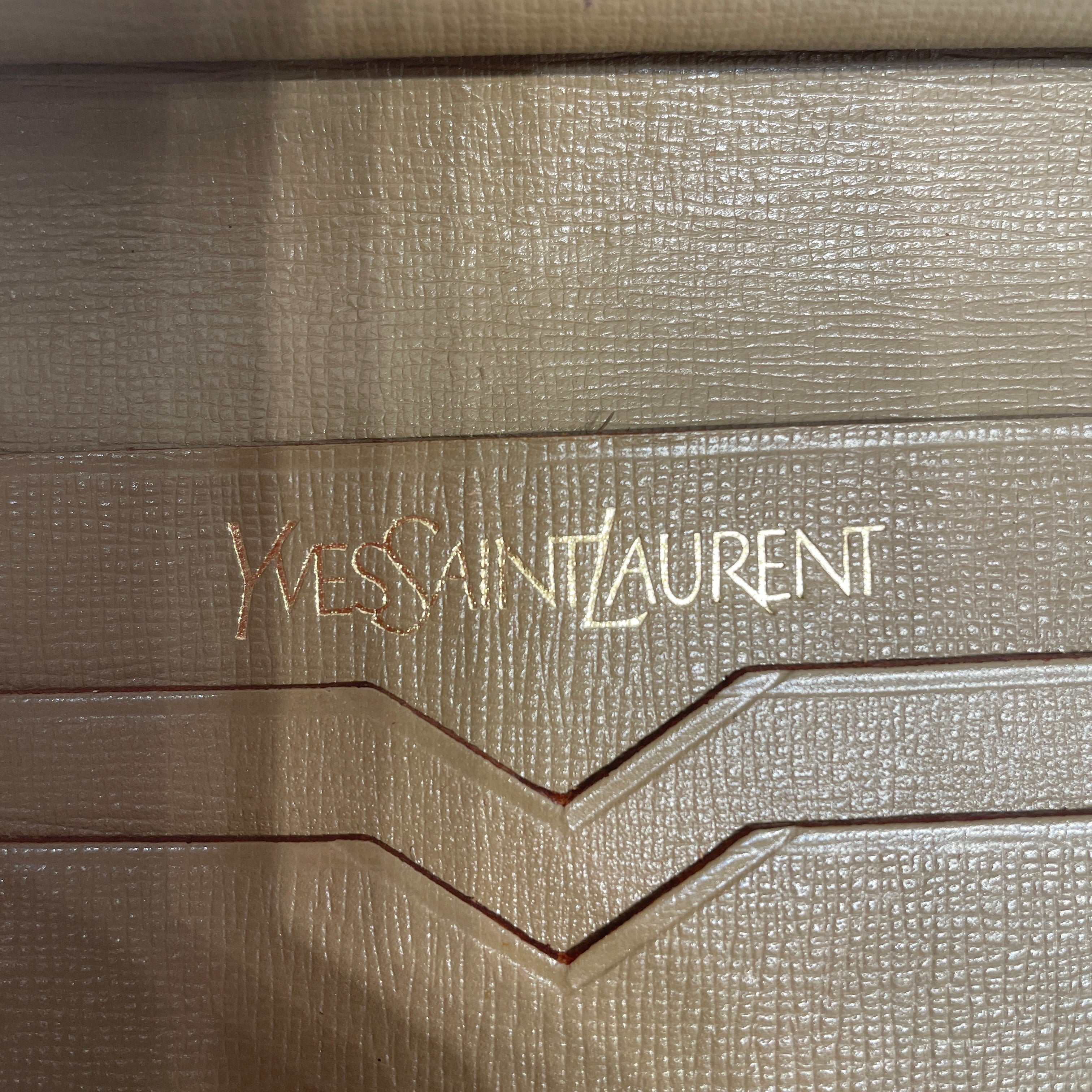 YVES SAINT LAURENT/Coin Wallet/Stripe/Cotton/GRN/L's/BROWN LEATHER TRIM view 5