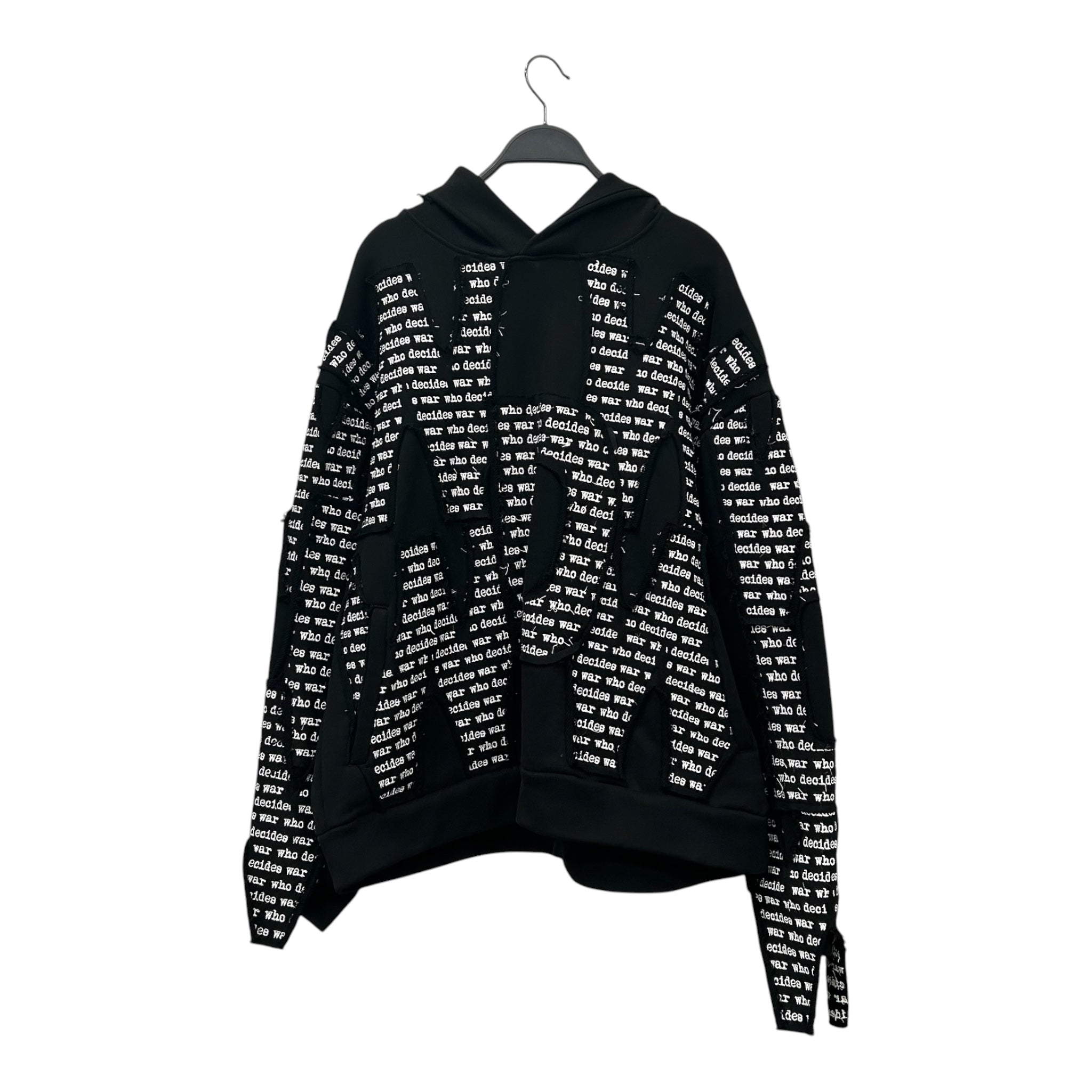 WHO DECIDES WAR/Hoodie/S/All Over Print/Cotton/BLK/WDW Overlay view 1