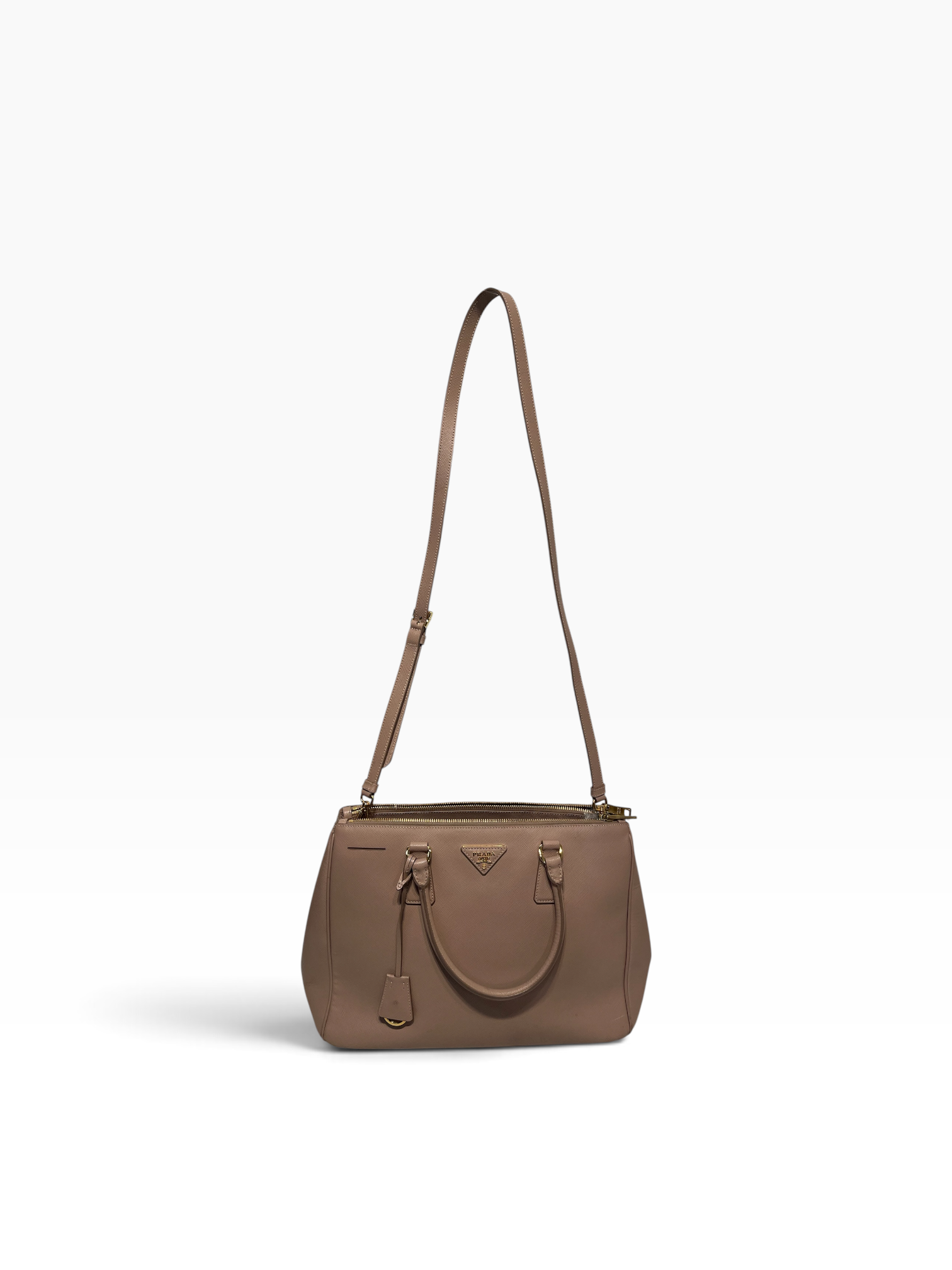 PRADA/Hand Bag/Leather/BEG/Saffian tote W/strap view 1