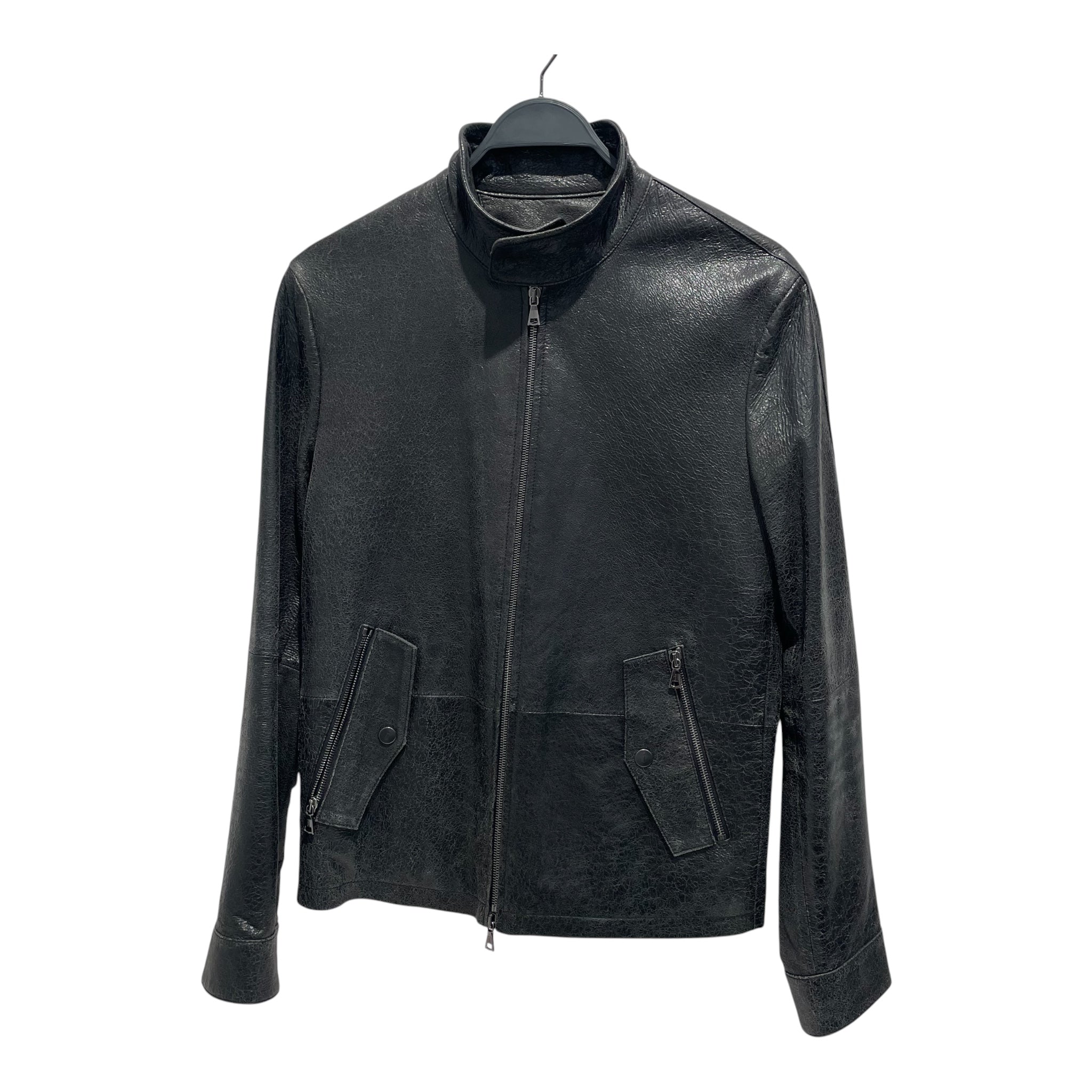 john varvatos/Leather Jkt/46/Lambskin/BLK/Zip Up Blistered view 1