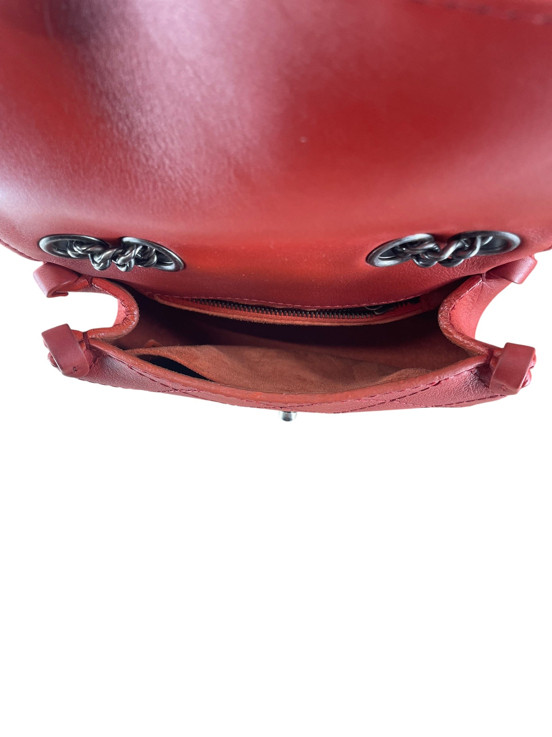 CHANEL/Cross Body Bag/Border/Leather/RED/WILD STITCH SMALL FLAP view 6