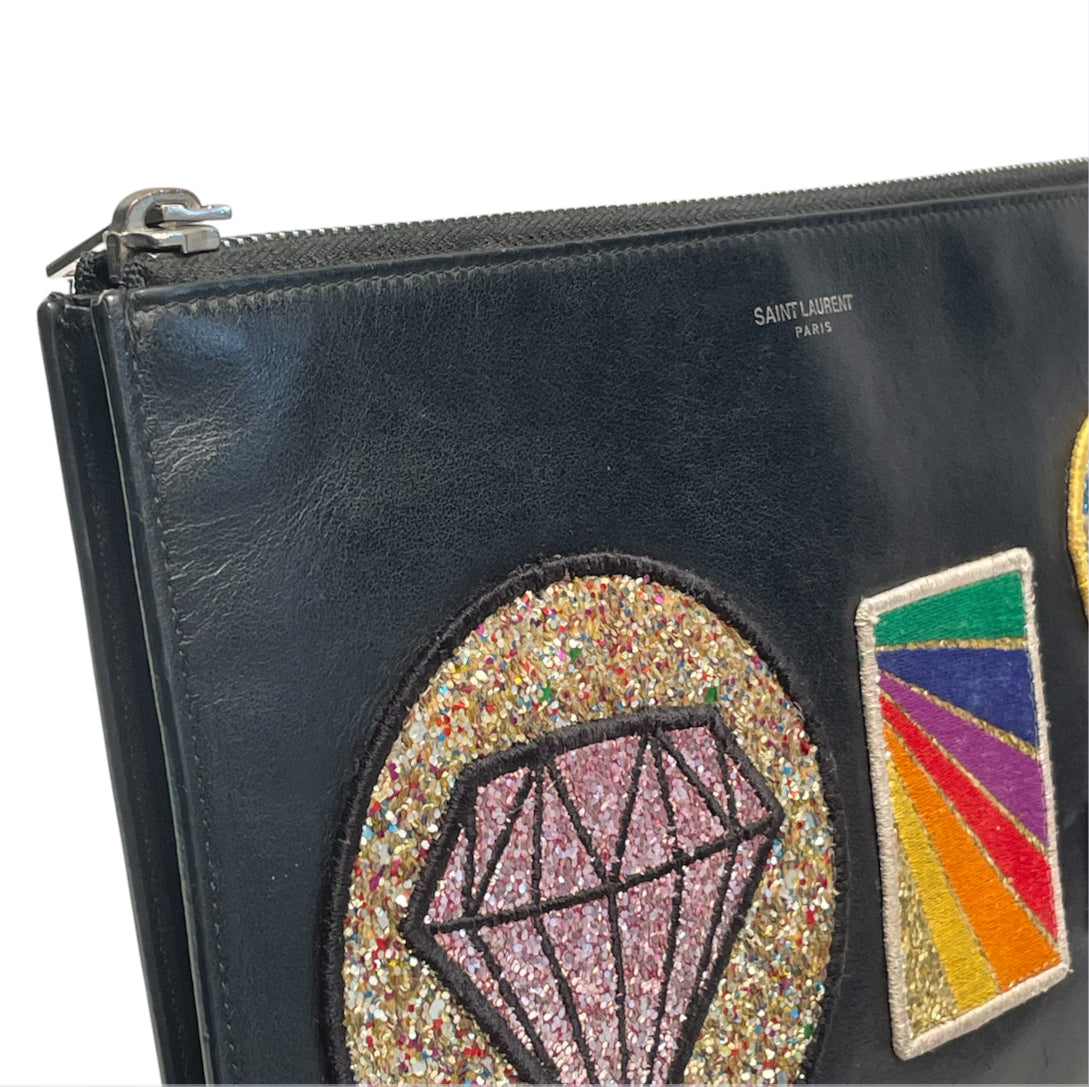 SAINT LAURENT/Pouch/Leather/BLK/pink diamond patch view 6
