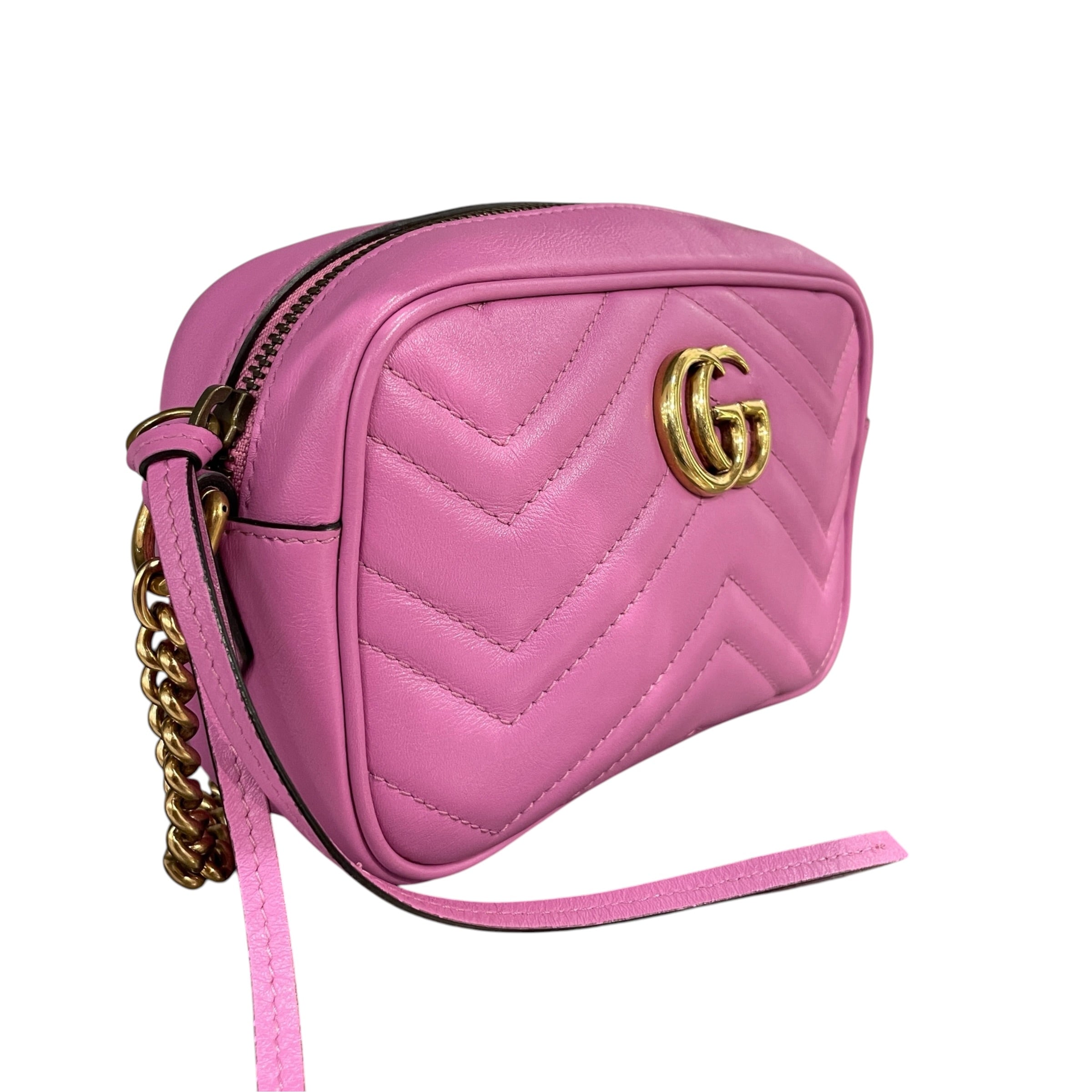 GUCCI/Cross Body Bag/Leather/PNK/gg marmont mini matelasse chai view 4