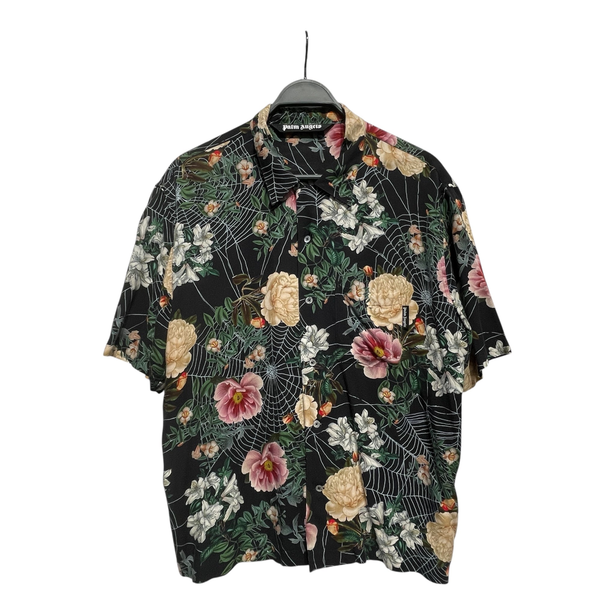Palm Angels/Hawaiian Shirt/54/Polyester/BLK/Floral Pattern/ view 1