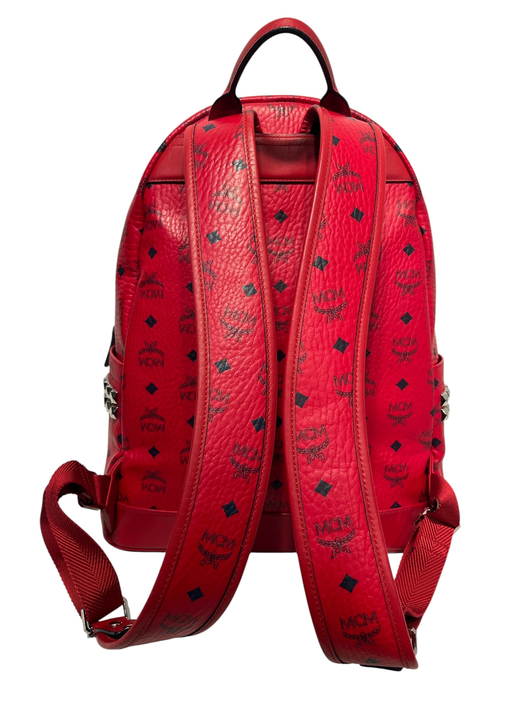 MCM/Backpack/All Over Print/Leather/RED/ view 3