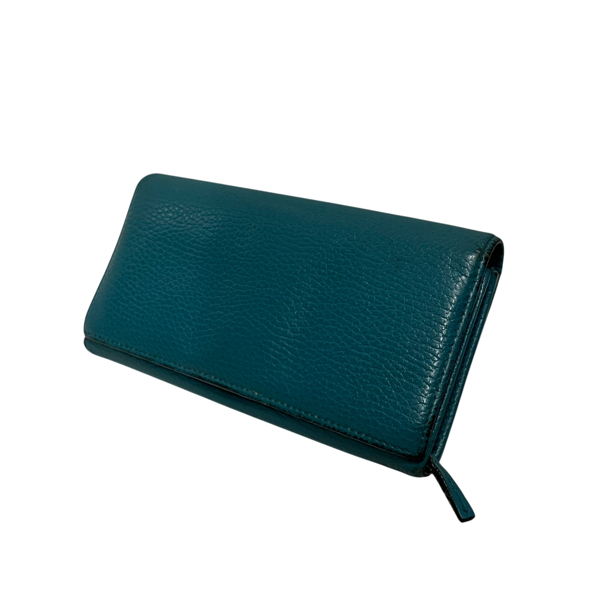 GUCCI/Long Wallet/Leather/BLU/L's/vintage turquoise continental view 1