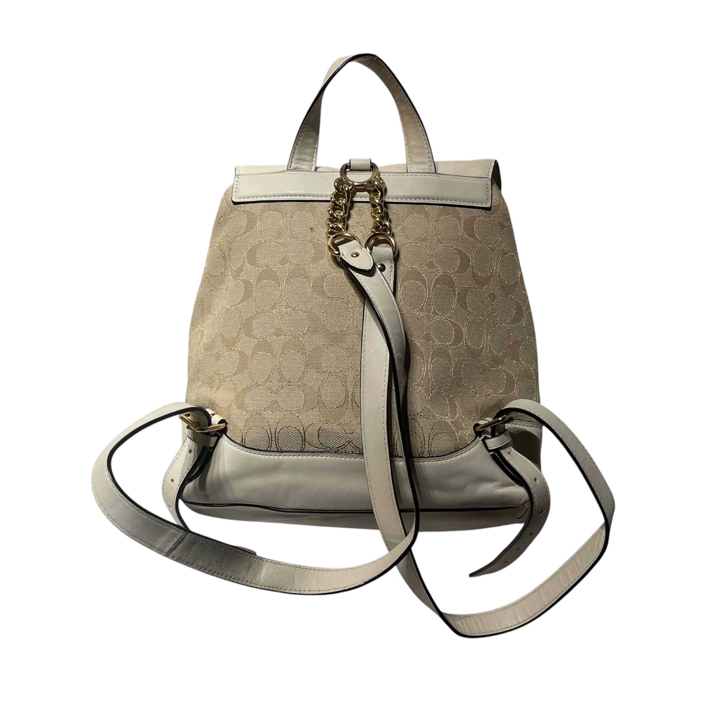 COACH/Backpack/Monogram/Leather/WHT/gold chain backpack view 2