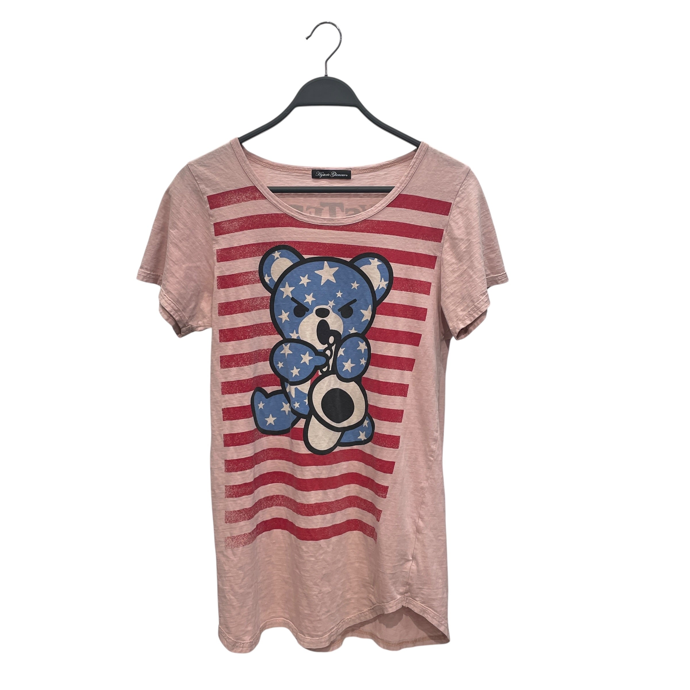HYSTERIC GLAMOUR/T-Shirt/S/Stripe/Cotton/PNK/BEAR GRAPHIC view 1