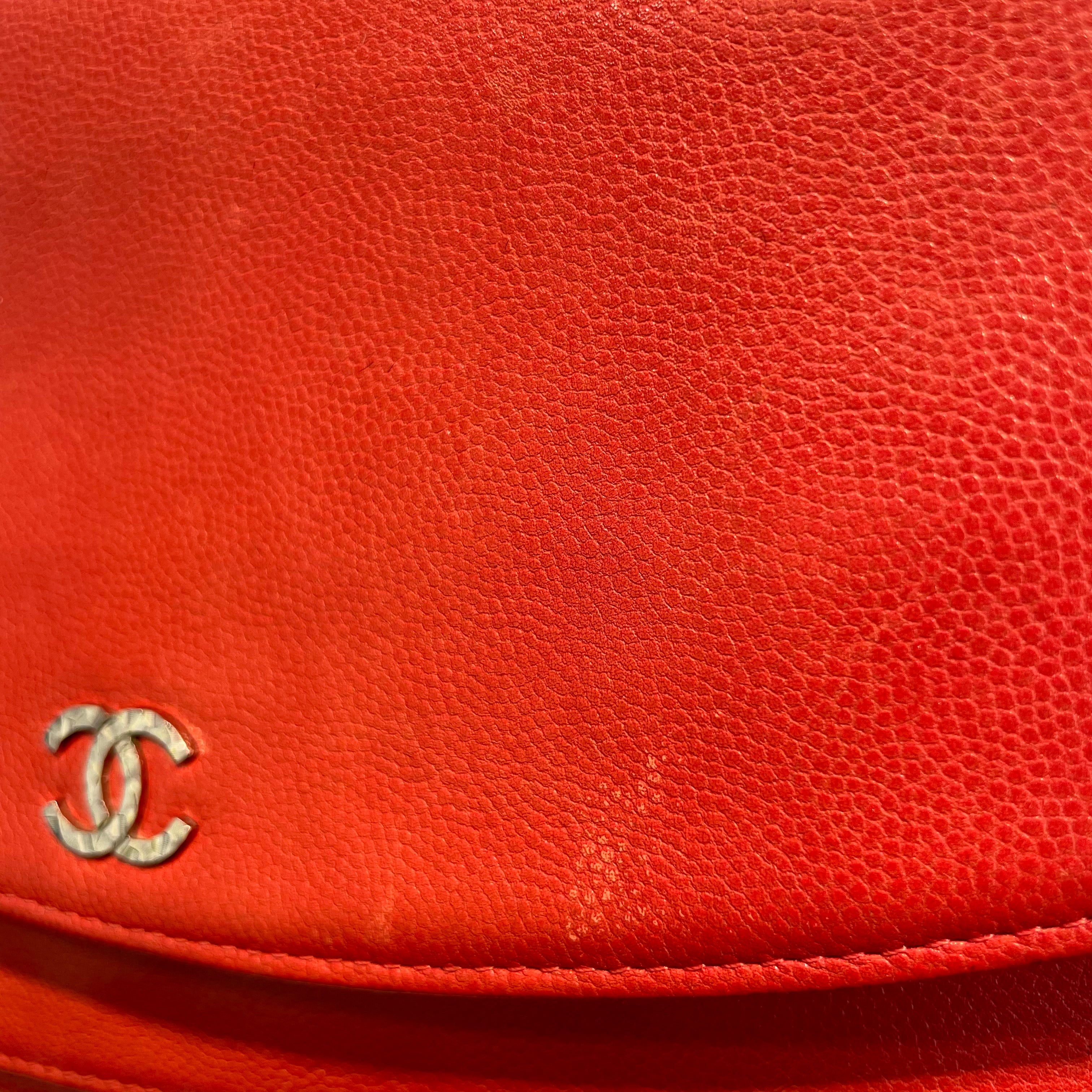 CHANEL/Cross Body Bag/Leather/RED/CHAIN STRAP, SLV HARDWARE view 6