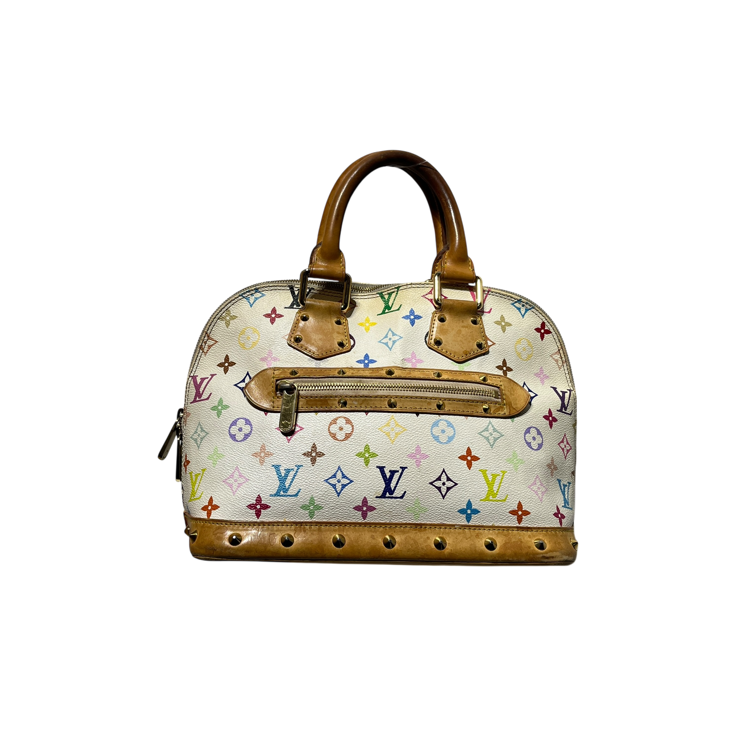 LOUIS VUITTON/Hand Bag/Monogram/Leather/WHT/Multicolore Alma Studs view 2