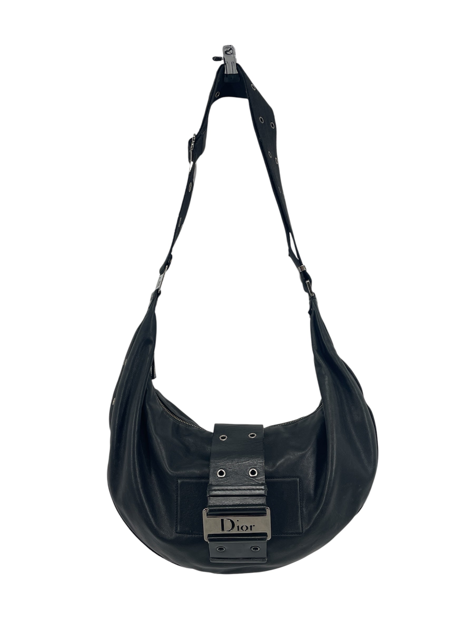 Christian Dior/Cross Body Bag/Leather/BLK/STREET CHIC HOBO BAG view 1