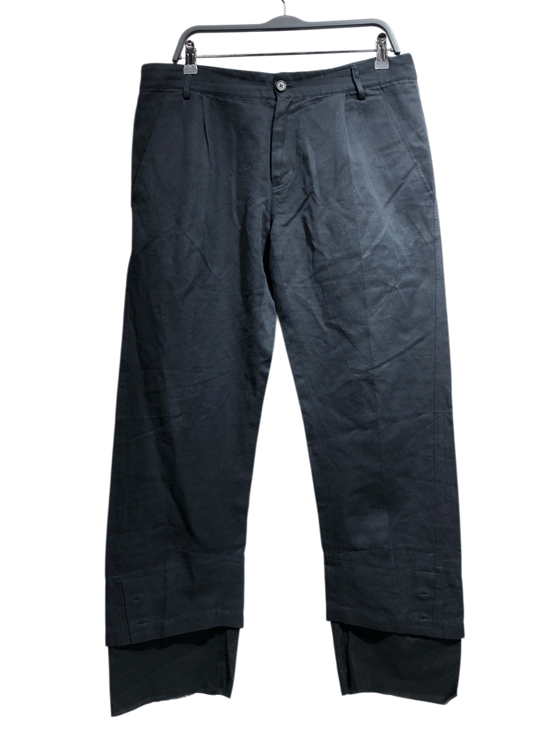 ANN DEMEULEMEESTER/Slacks/L/Cotton/BLK/Ankle/linen slack view 1