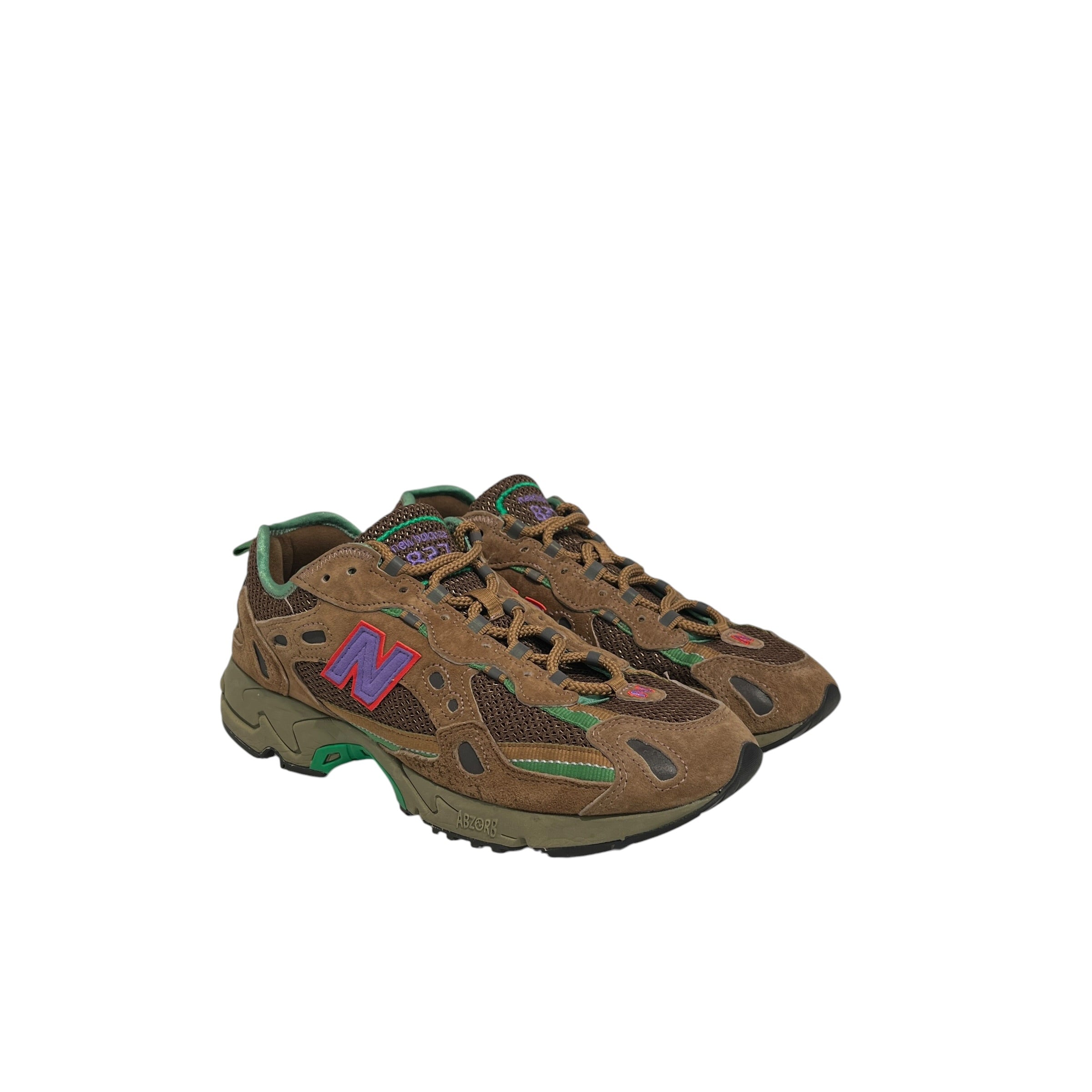 NEW BALANCE/STRAY RATS/Low-Sneakers/US 9.5/Cotton/BRW/Purple N Logo view 1