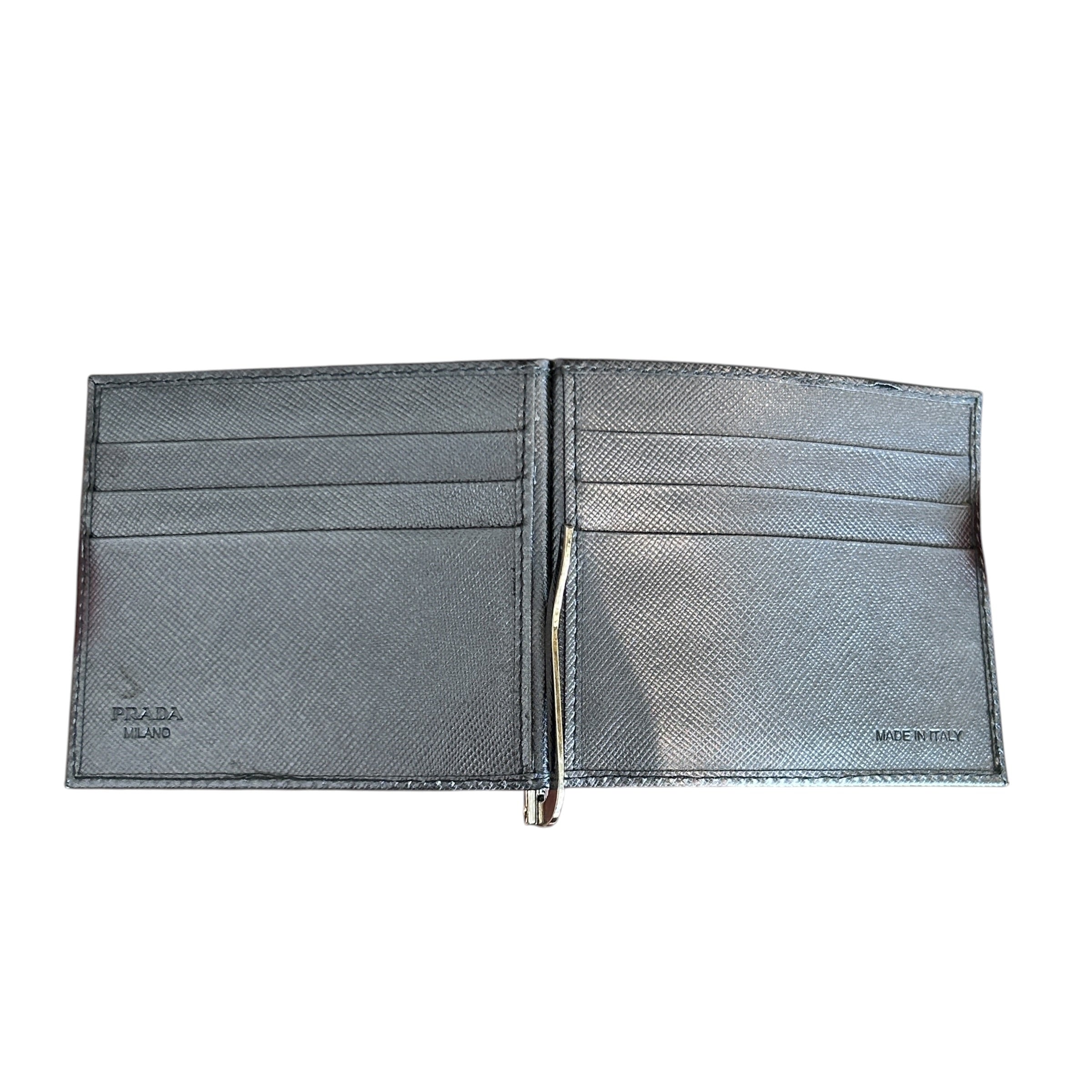 PRADA/Wallet/Leather/BLK/L's/Saffiano Money Clip Wallet view 4