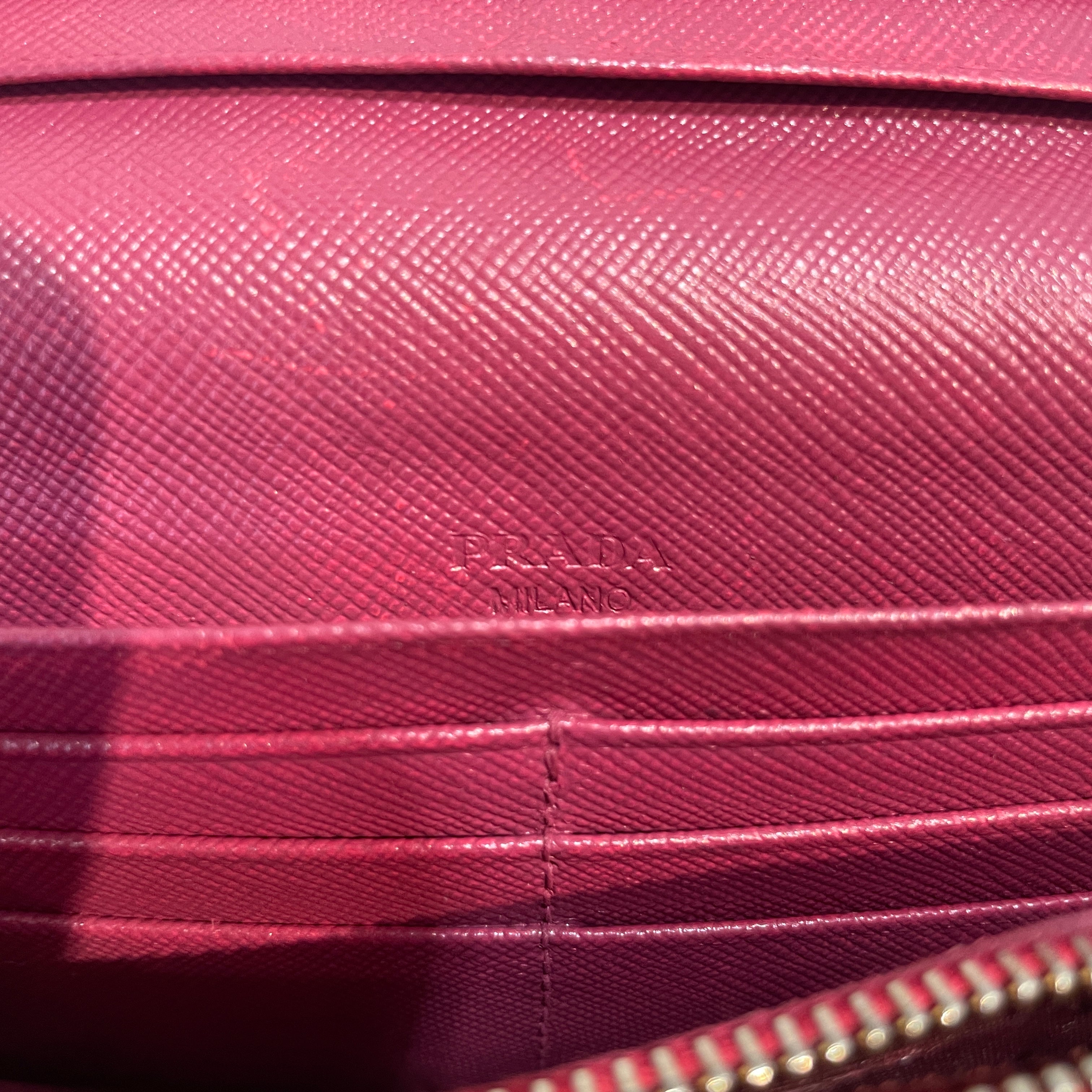 PRADA/Long Wallet/Leather/PNK/Pink Saffiano Ribbon Bow Snap view 6
