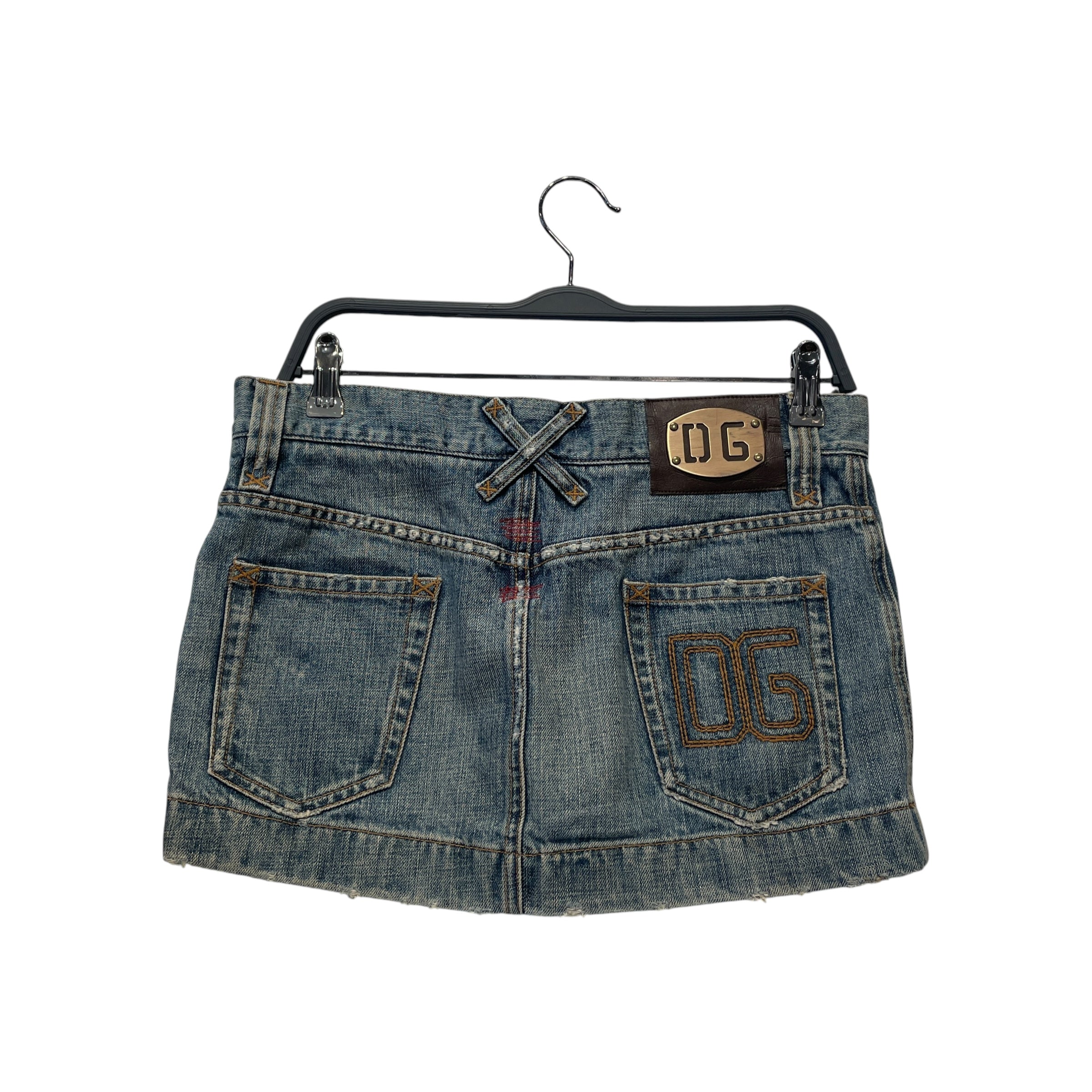 DOLCE&GABBANA/Vintage/Skirt/40/Cotton/IDG/Mini Length/DG BACK POCKET/BLUE RED STITCH view 2
