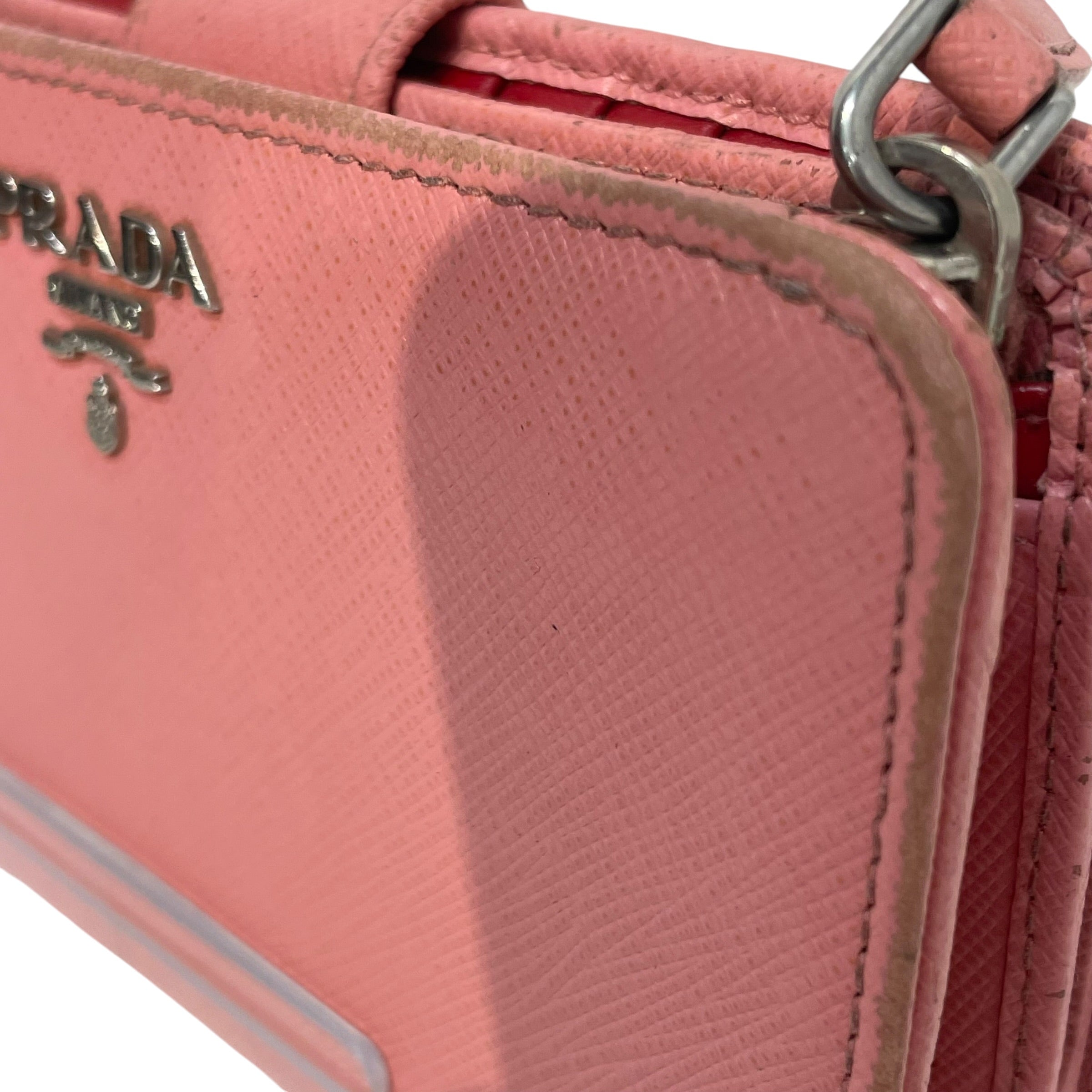 PRADA/Wallet/Leather/PNK/Saffiano Silver Hardware view 6