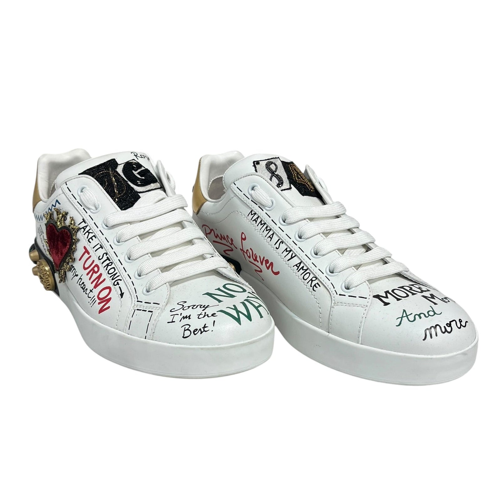 DOLCE&GABBANA/Low-Sneakers/US 8/Leather/WHT/BAD BOY HEART CHARMS SOLE view 1