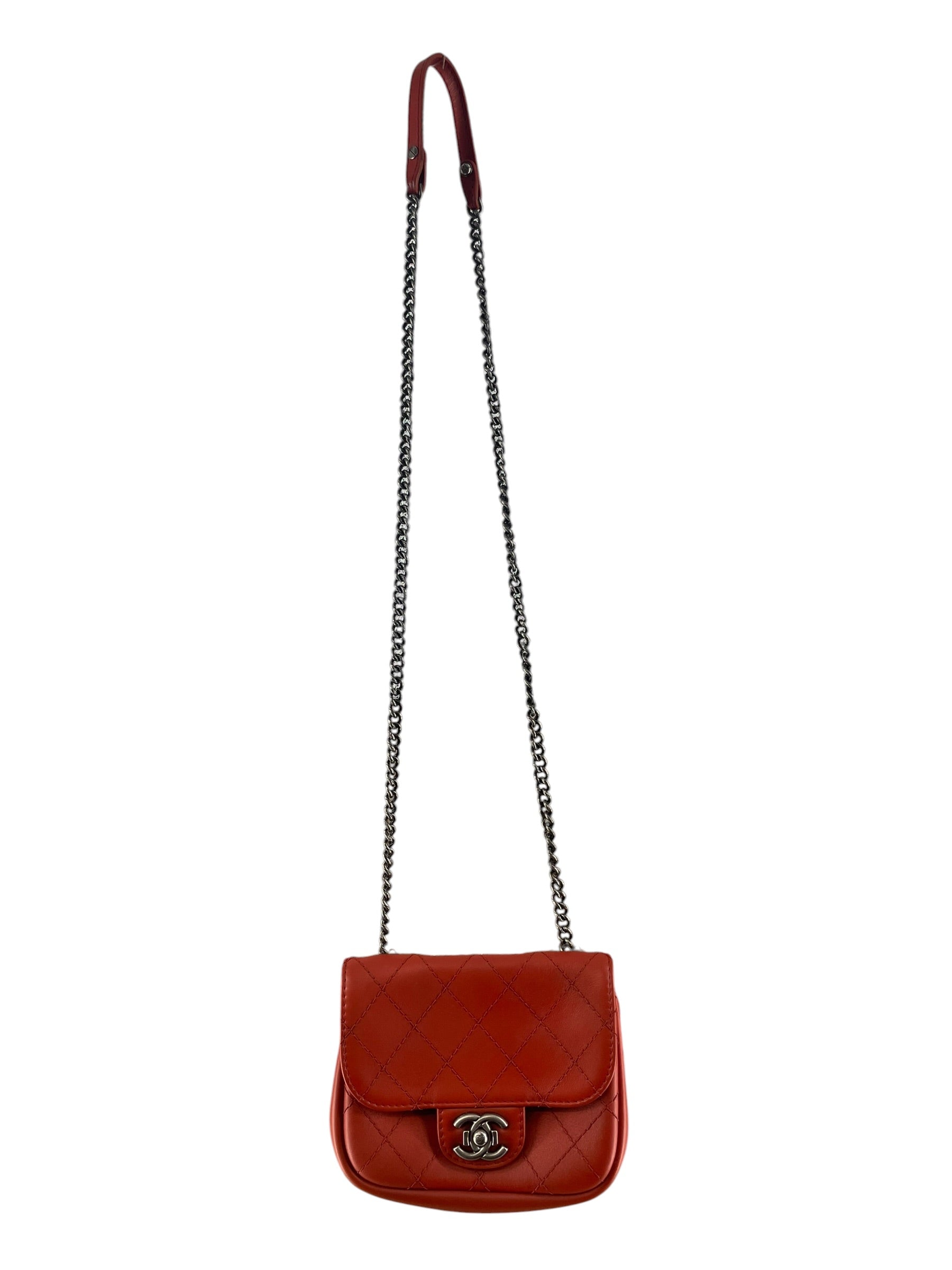 CHANEL/Cross Body Bag/Border/Leather/RED/WILD STITCH SMALL FLAP view 1
