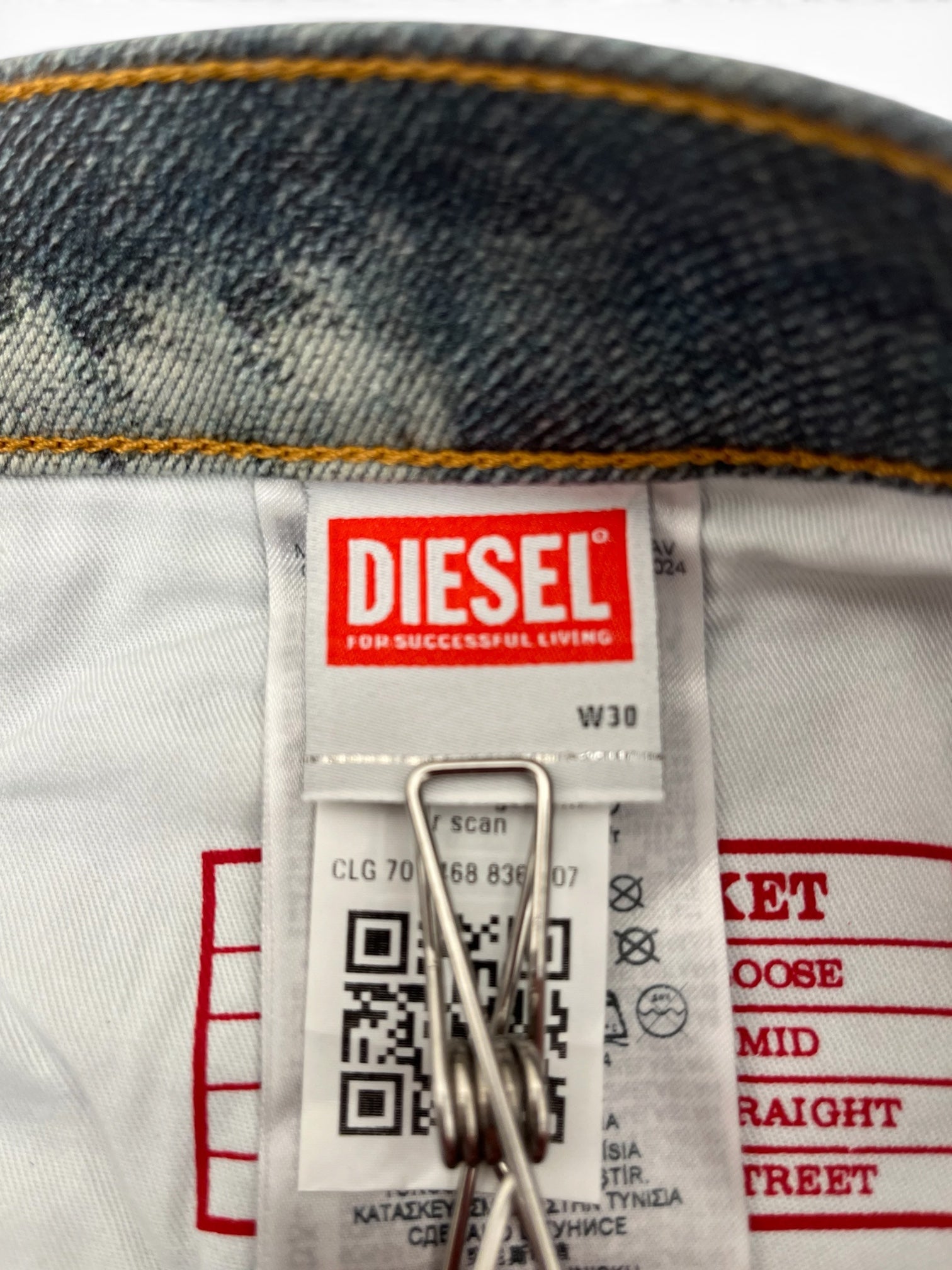 DIESEL/Straight Pants/30/Denim/IDG/Distressed/All Over Print/RN93243 view 3