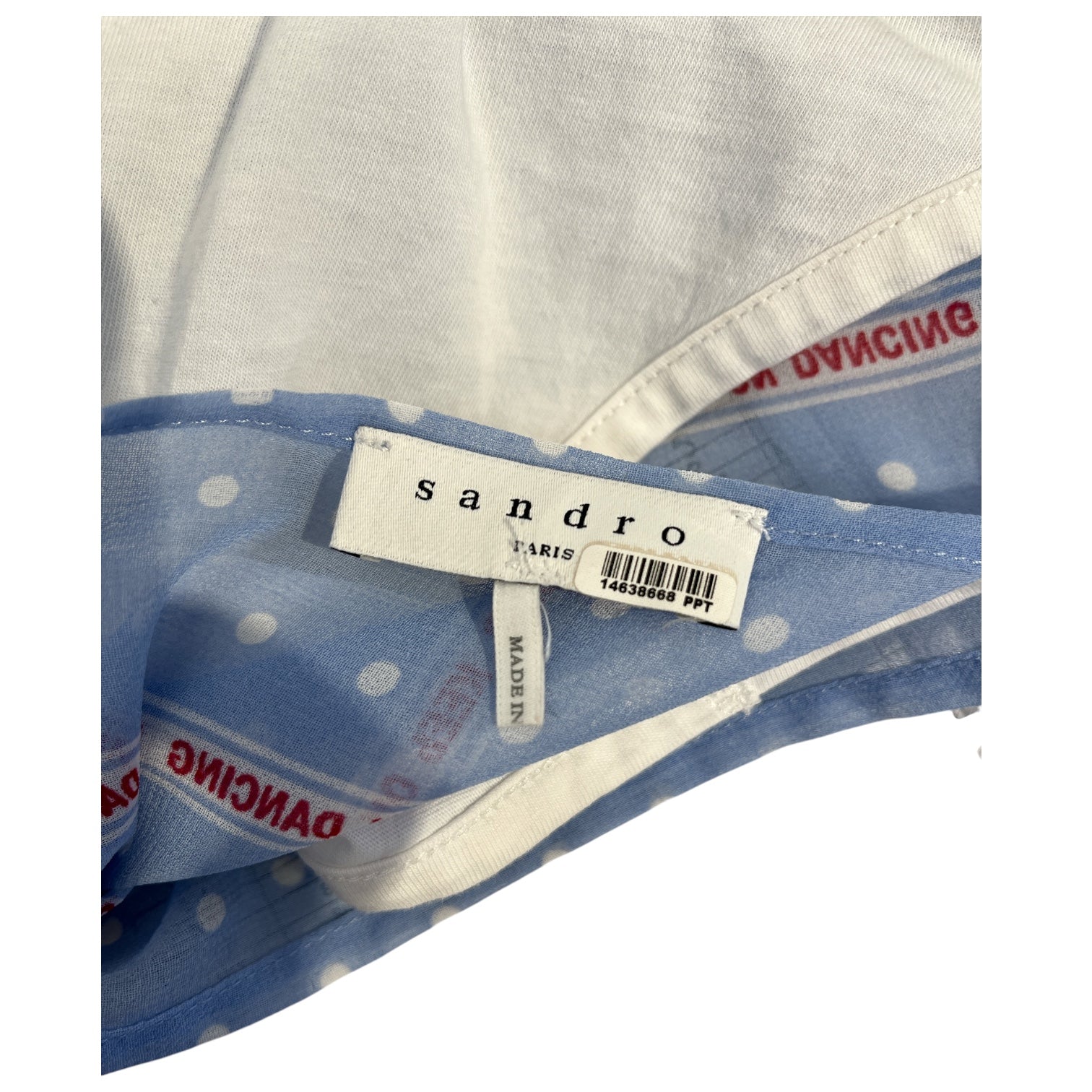 sandro/T-Shirt/3/Polka dot/WHT/keep on dancing shirt view 3