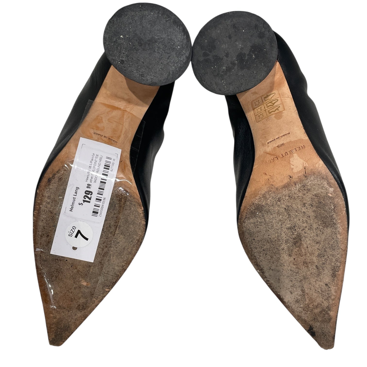 Helmut Lang/Heels/EU 38.5/Leather/BLK/POINT TOE WOOD ROUND HEEL view 5
