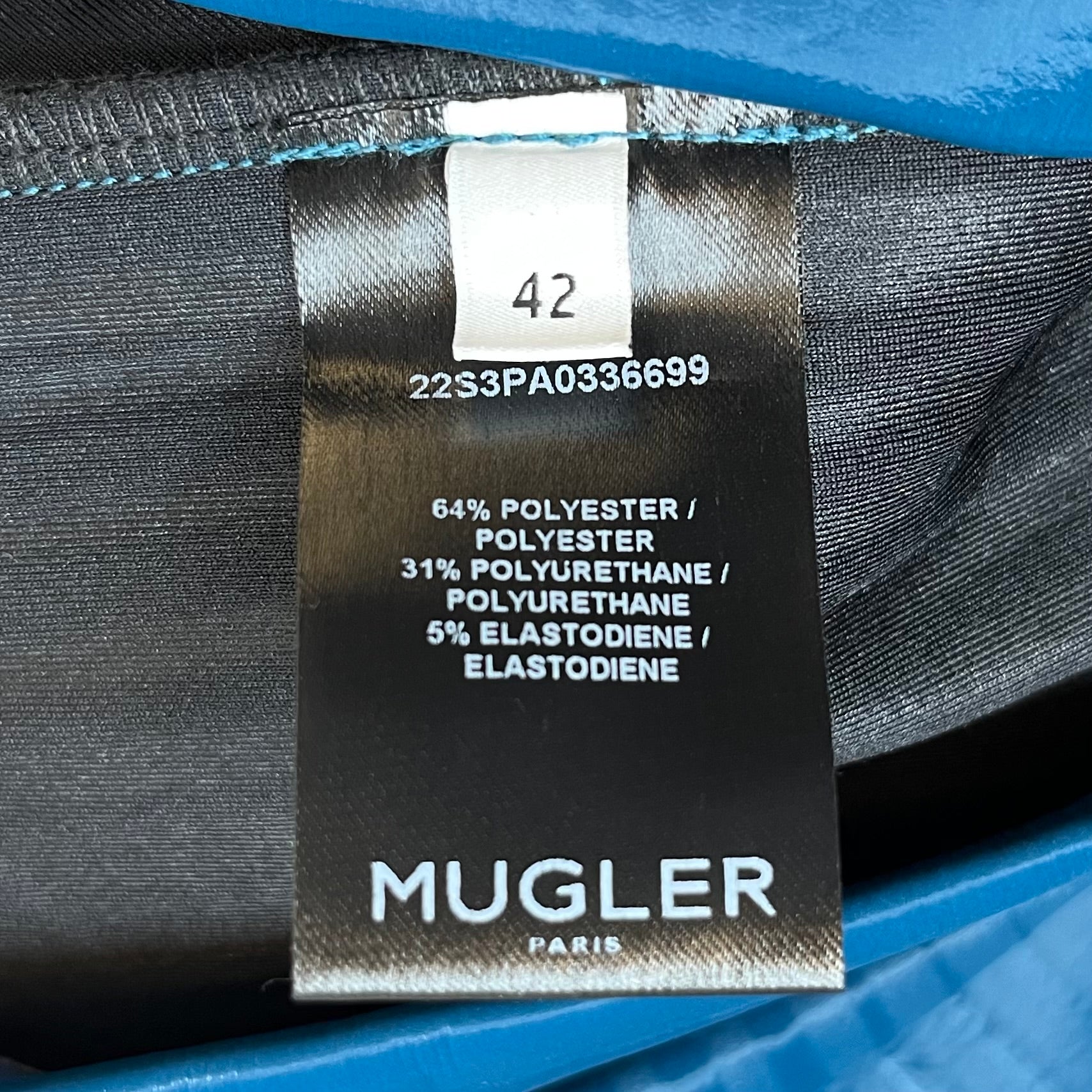 MUGLER/Bottoms/42/Polyester/BLU/embossed view 4