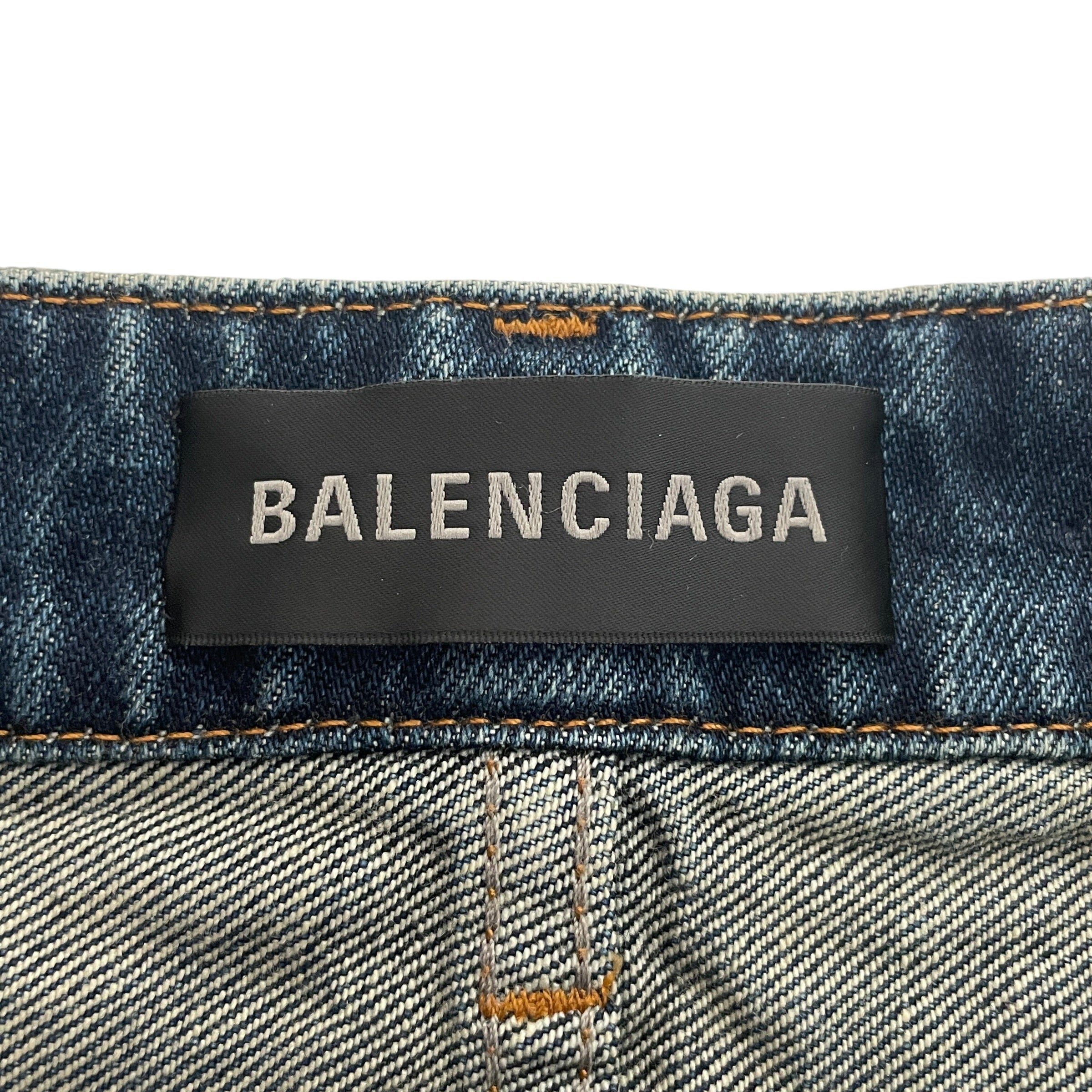 BALENCIAGA/Pants/36/Denim/BLU/Skirt Organic Blue Denim Stras view 3