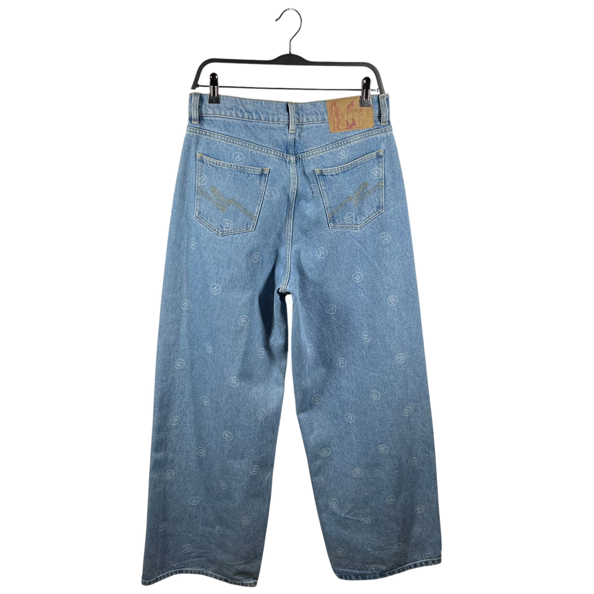 MARTINE ROSE/Pants/S/Denim/NVY/All Over Print/R logo all over view 2