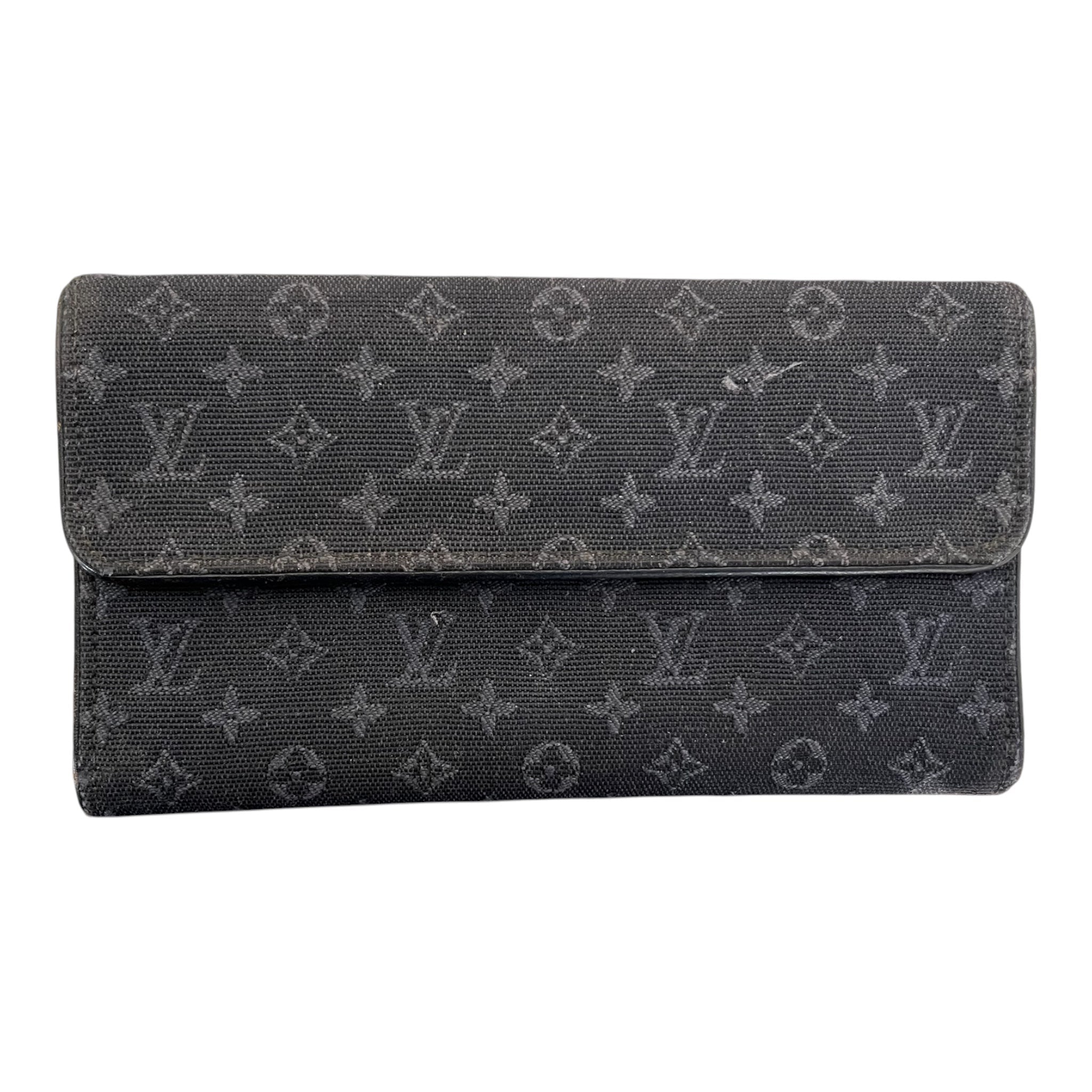 LOUIS VUITTON/Long Wallet/Monogram/Cotton/BLK/L's/brazza view 3