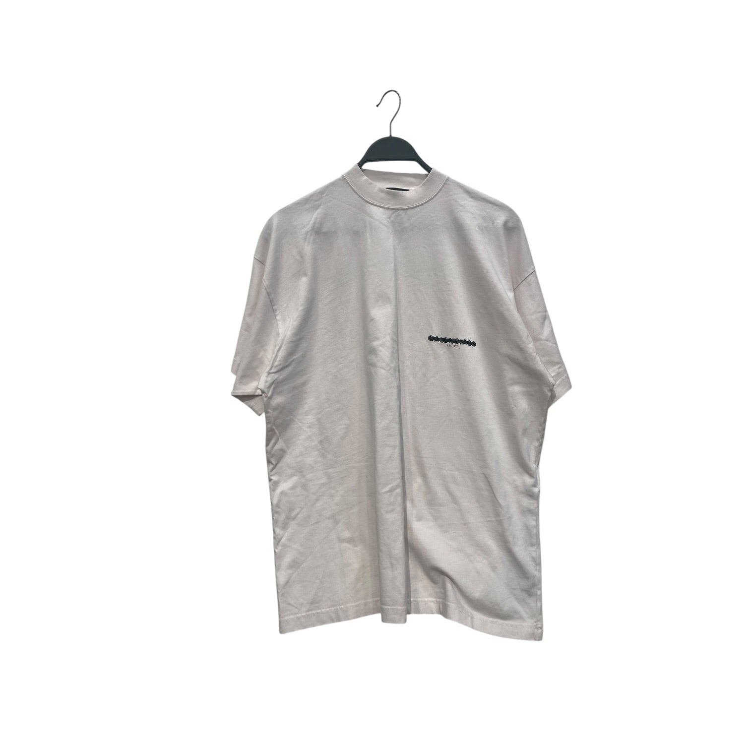 BALENCIAGA/T-Shirt/1/Cotton/PNK/Graphic/BLACKEDBOX OVER LOGO view 1