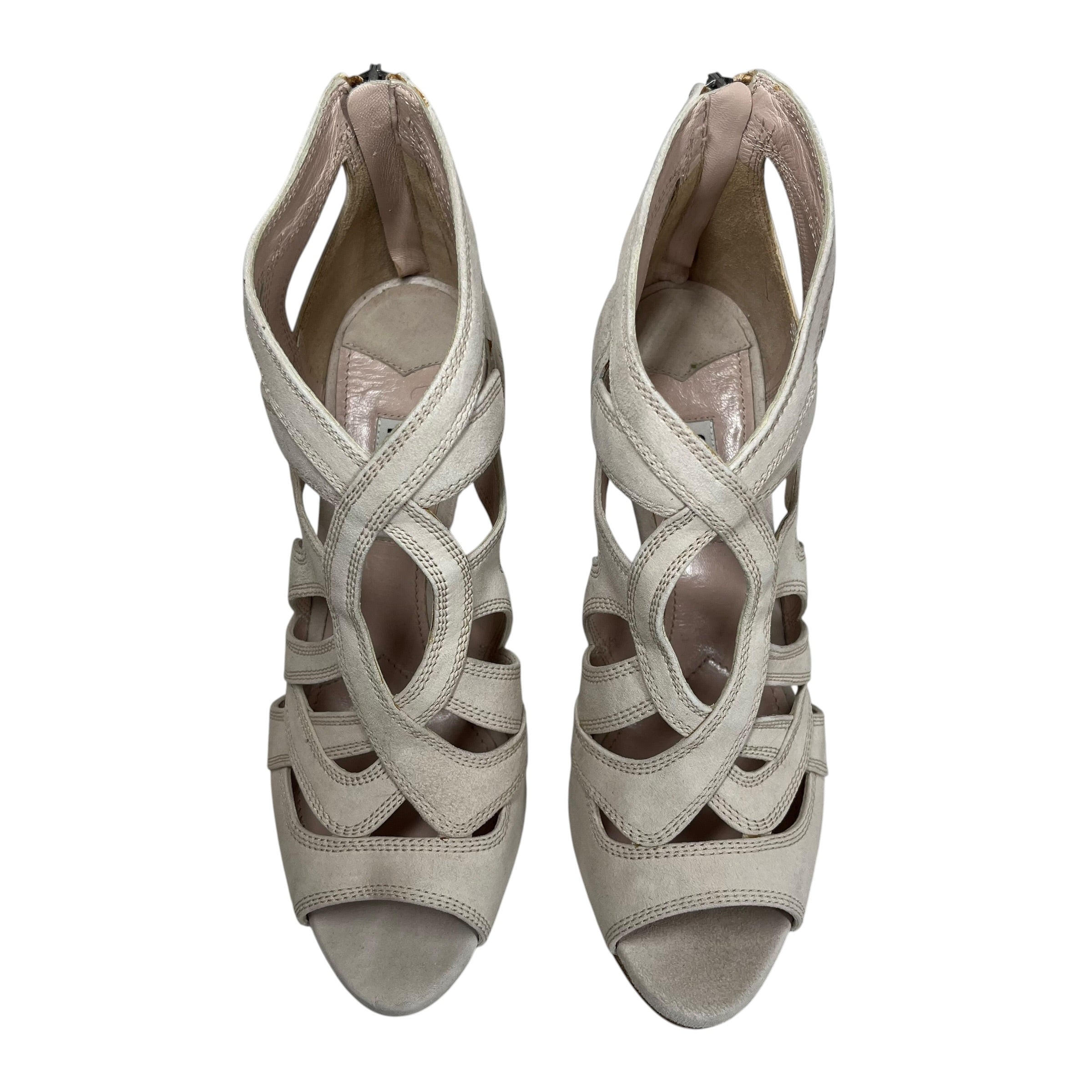 MIU MIU/Heels/EU 38/Suede/PNK/Open-Toe/Suede Cutout Pumps view 3