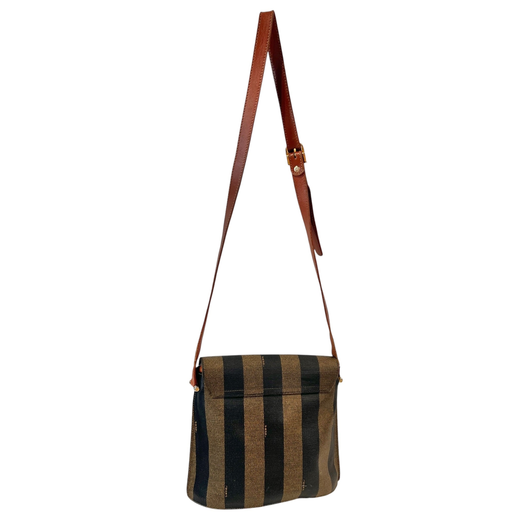 FENDI/Cross Body Bag/Stripe/Leather/BRW/Pequin Vintage FF view 2