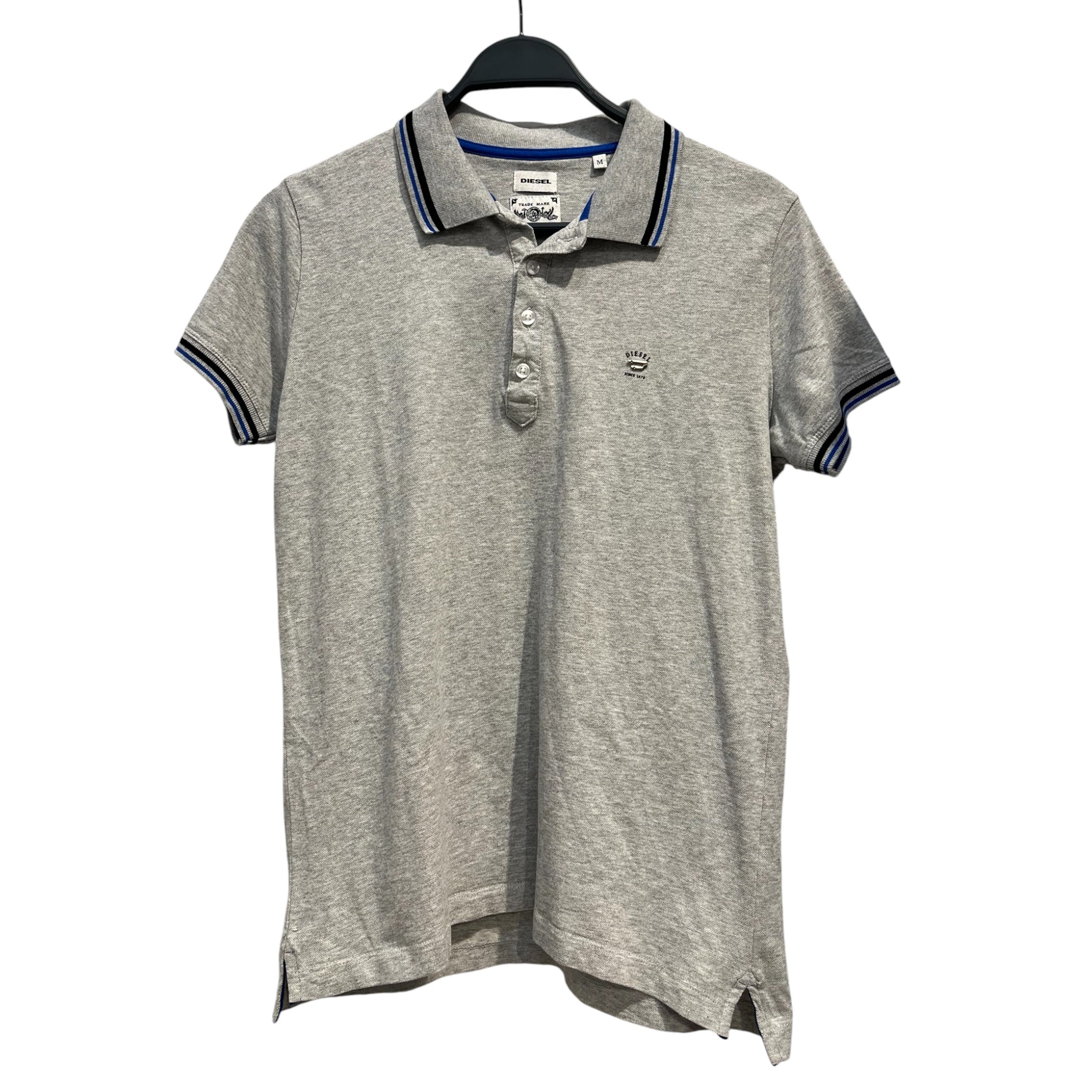 DIESEL/Polo Shirt/M/Cotton/GRY/BLK/BLU STRIPE BOARDERS view 1