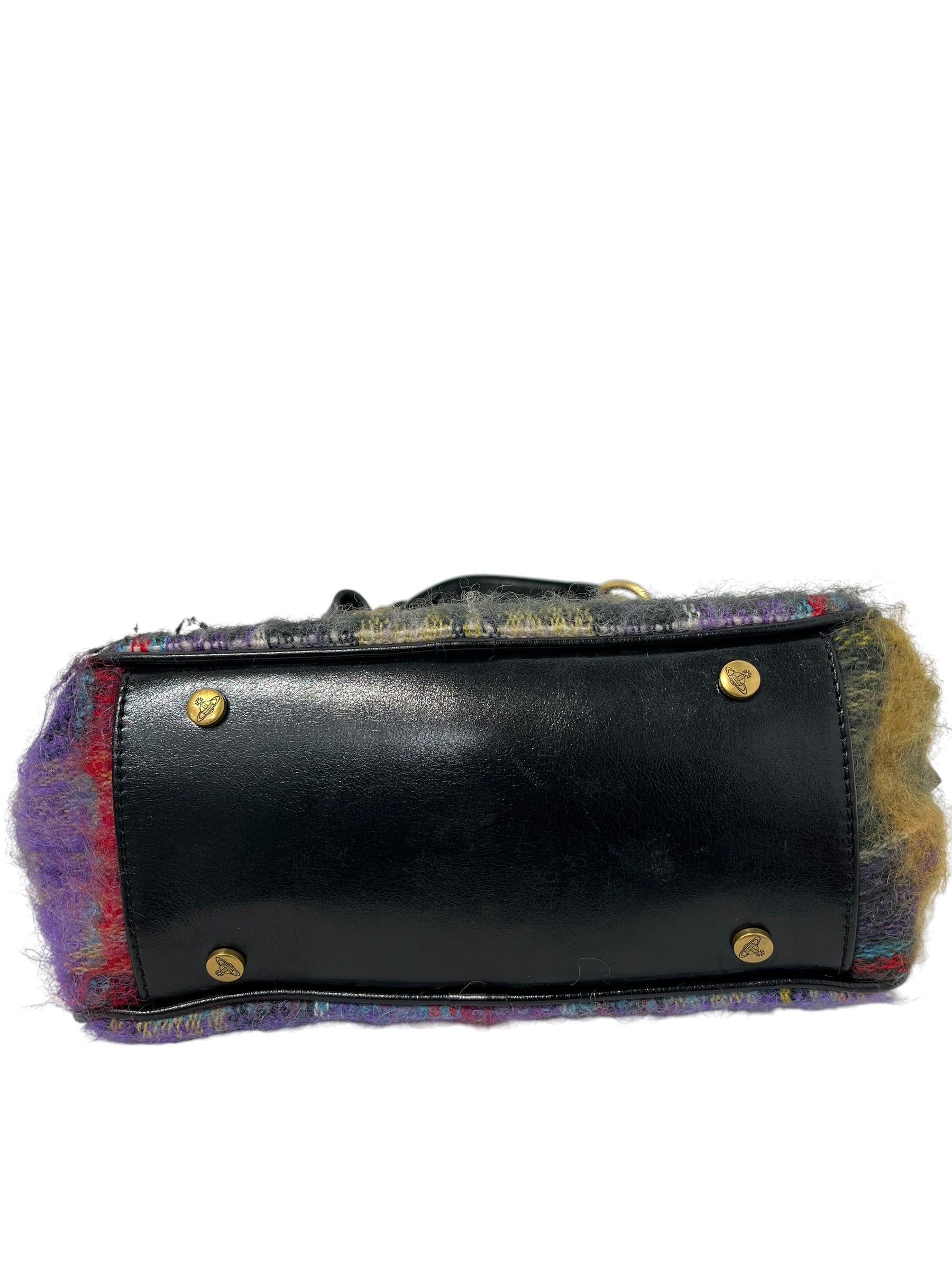 Vivienne Westwood/Bag/Plaid/Wool/GLD/PURPLE LARGE ORB CHAIN STRAP view 4