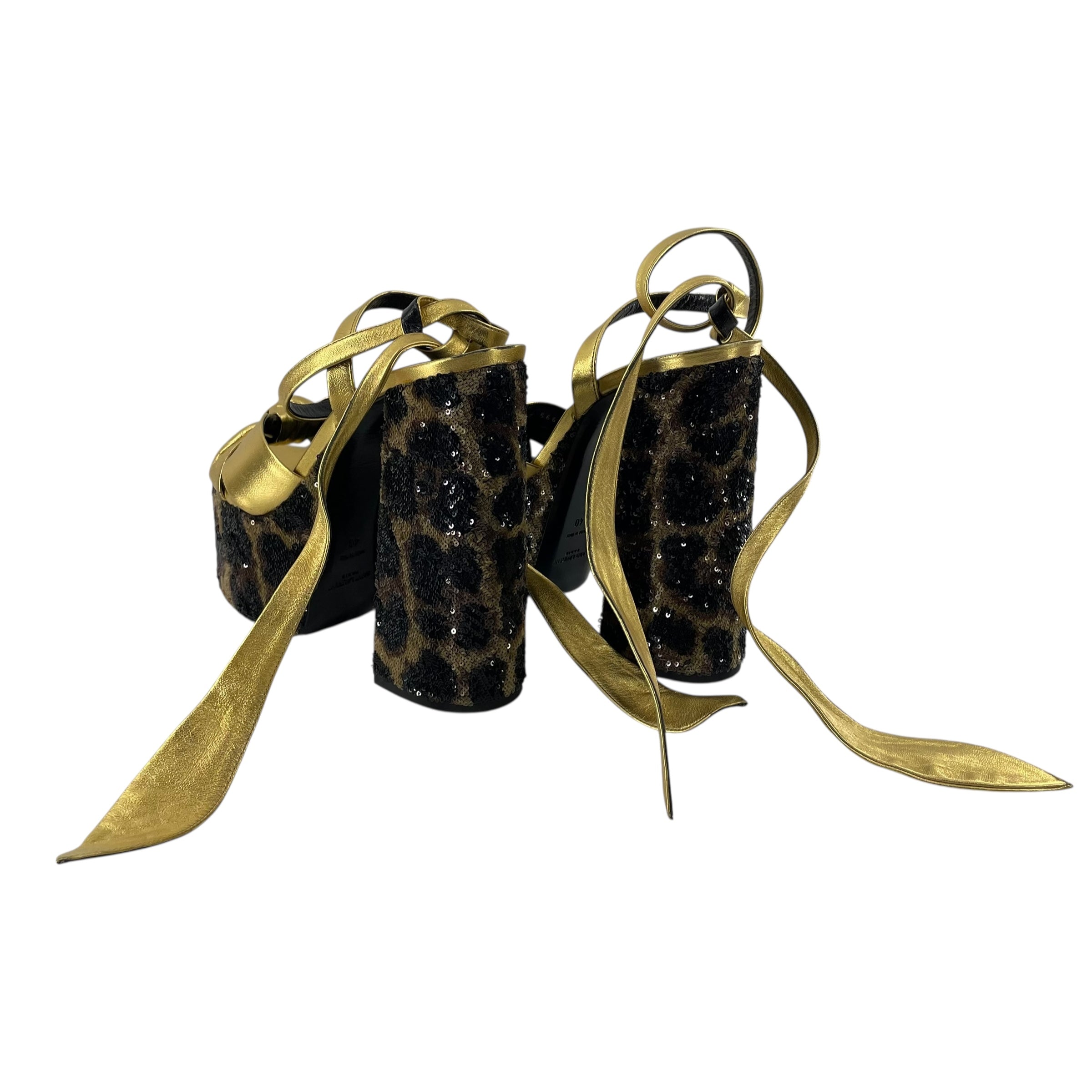SAINT LAURENT/Heels/EU 40/Leopard/Leather/GLD/BIG WEDGE SEQUENCE view 2