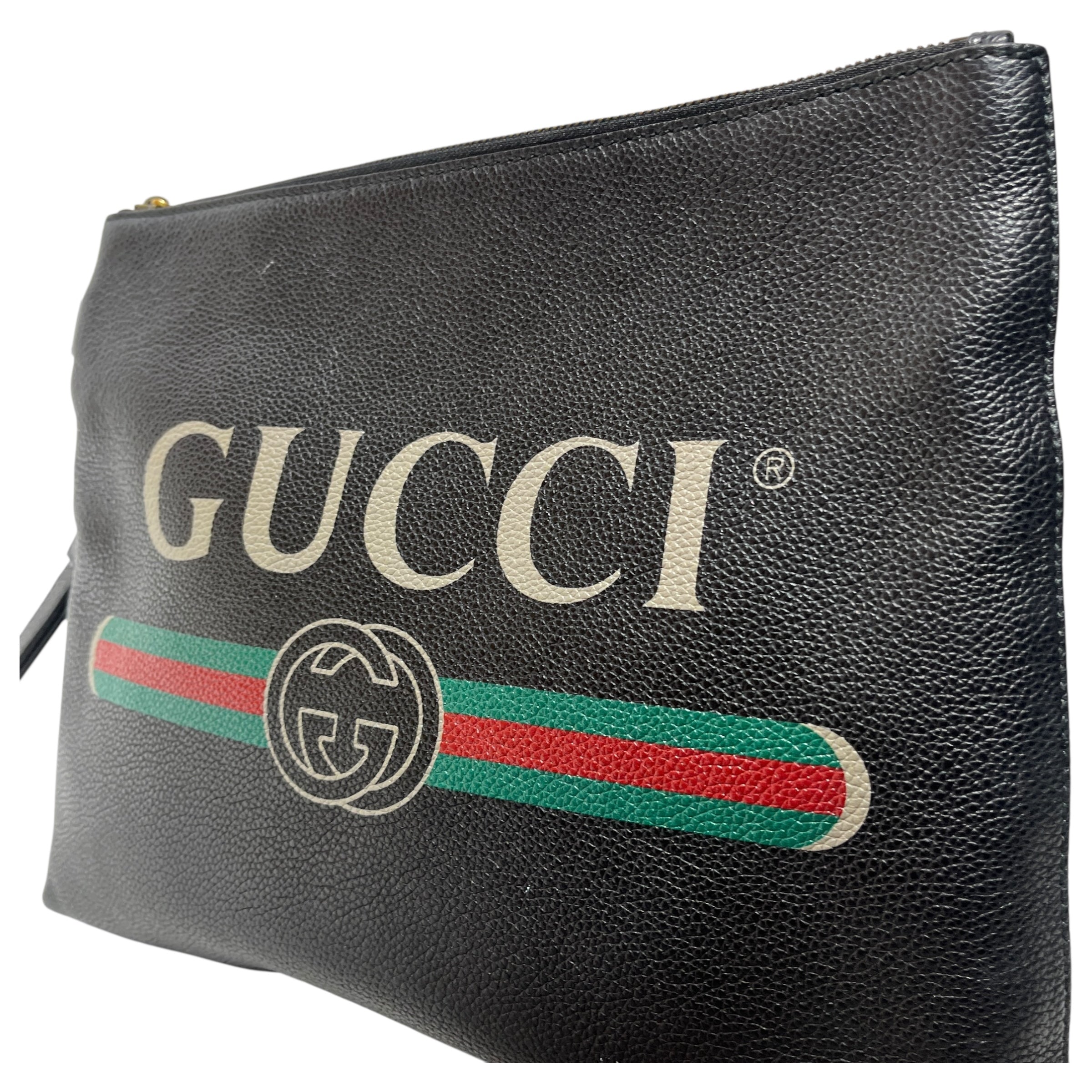 GUCCI/Pouch/Stripe/Leather/BLK/POUCH view 2