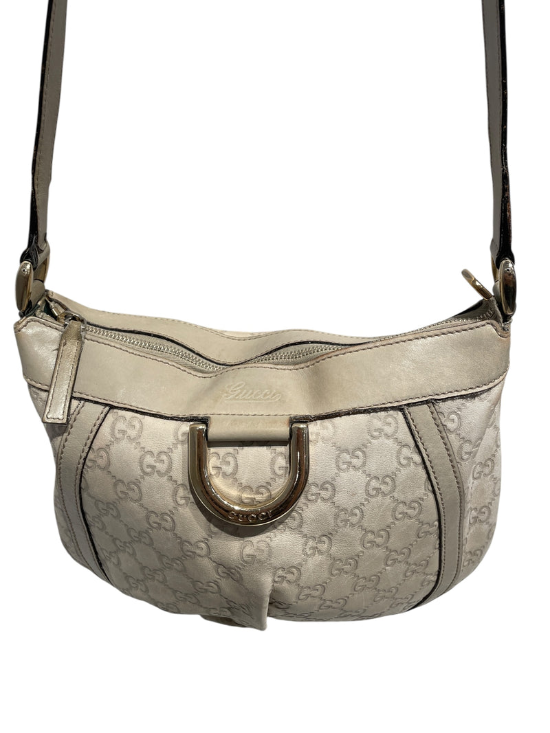 GUCCI/Cross Body Bag/Monogram/Leather/WHT/ABBEY D-RING