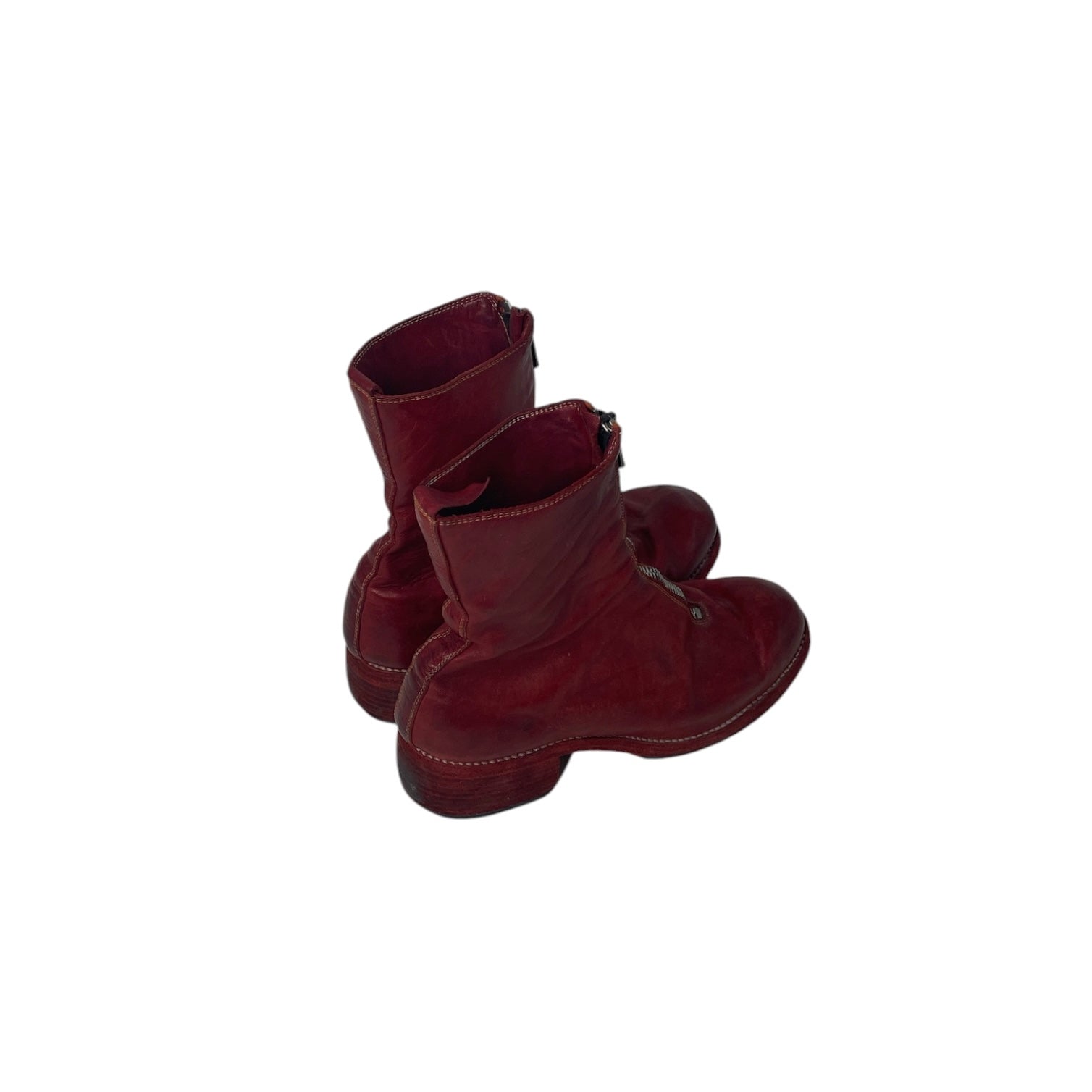 GUIDI/Boots/EU 38/Leather/RED/FRONT ZIP view 2