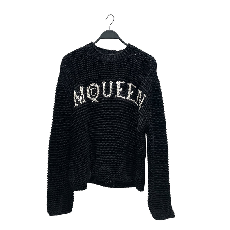 Alexander McQueen/Sweater/L/Wool/BLK/logo textured