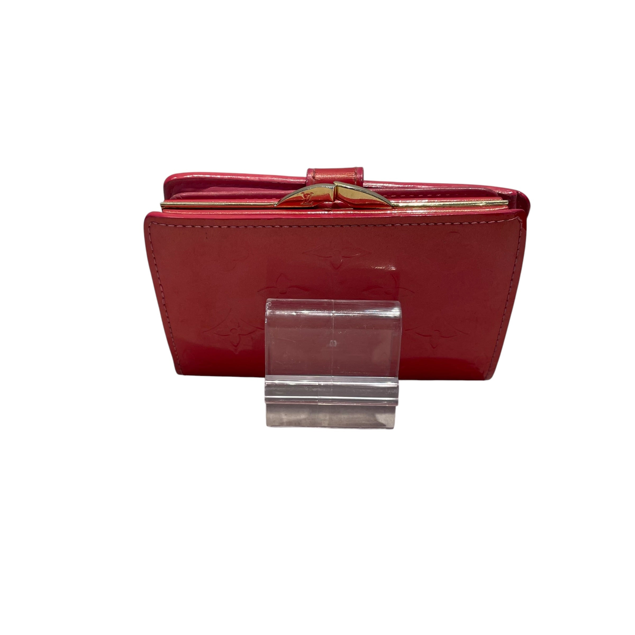 LOUIS VUITTON/Bifold Wallet/Leather/RED/L's/Vernis  french snap flap view 4