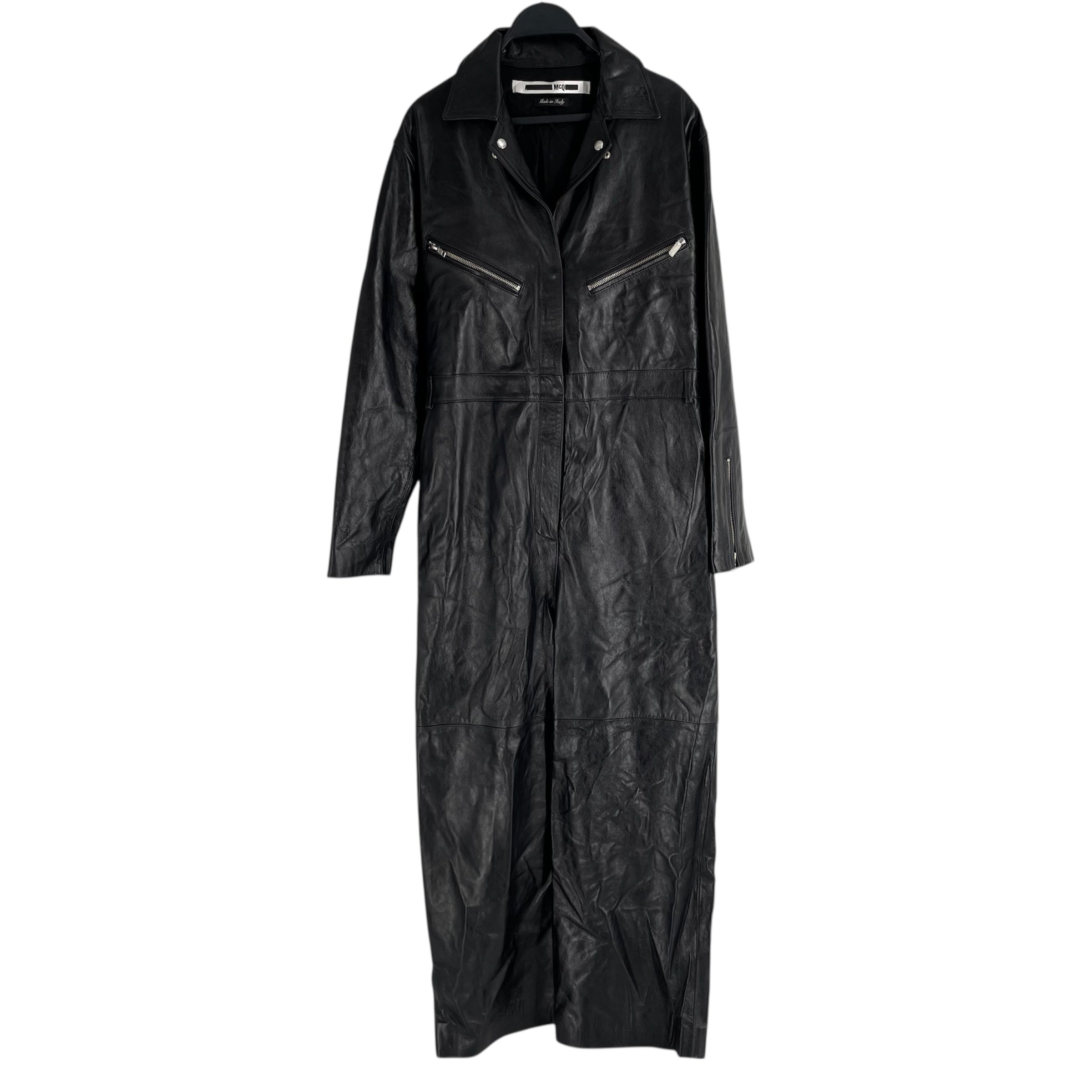 McQ Alexander McQueen/Jumpsuits/Leather/BLK/leather middle zipper view 1