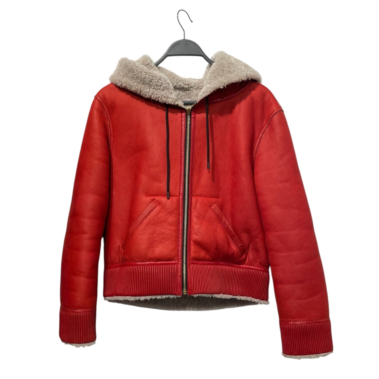 BALENCIAGA/Leather Jkt/38/Leather/RED/MONGOLIAN FUR LEATHER JACKET view 1