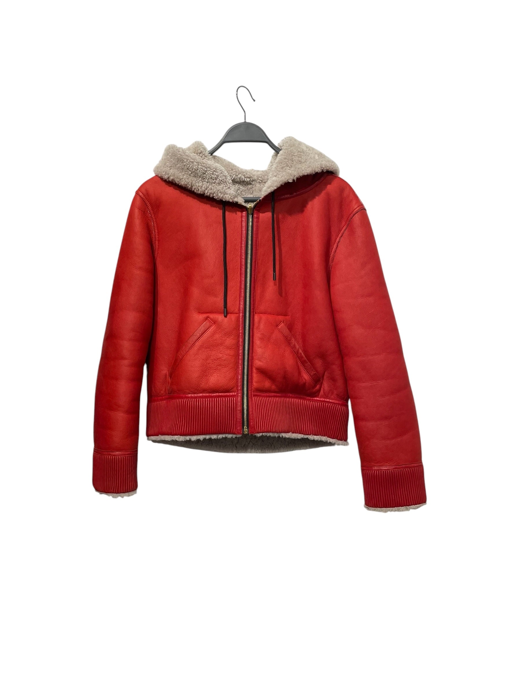 BALENCIAGA/Leather Jkt/38/Leather/RED/MONGOLIAN FUR LEATHER JACKET view 1