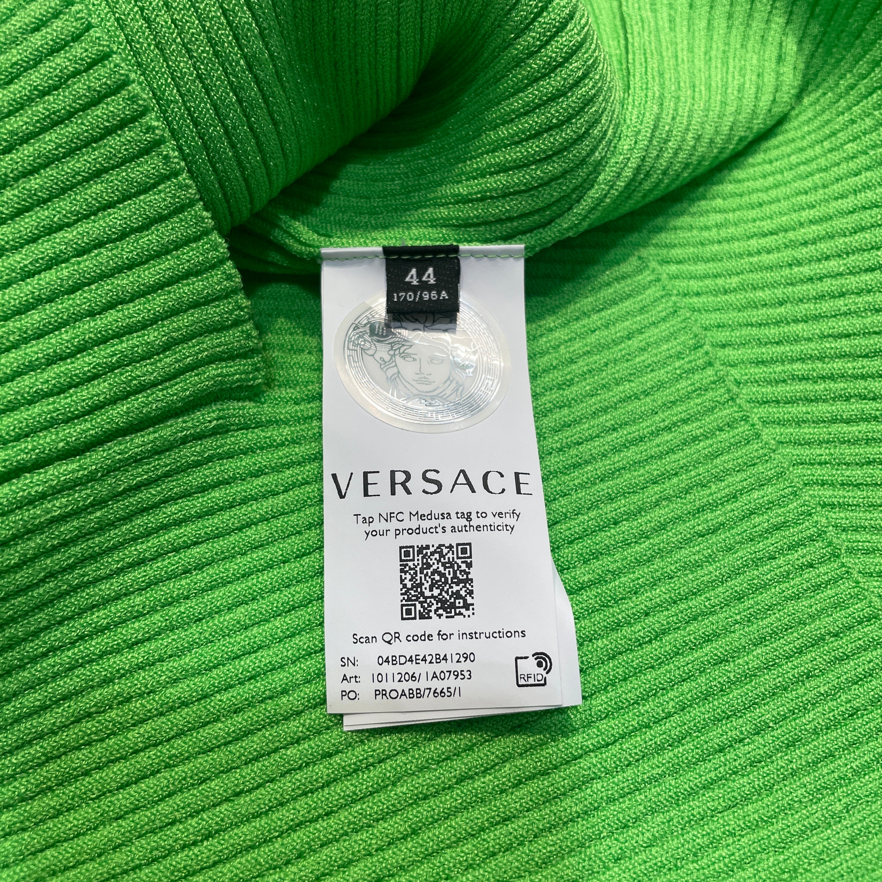 VERSACE/SL Cut & Sew/44/Cotton/GRN/Turtle Neck/Asymmetric Cutout Knit Tank view 4