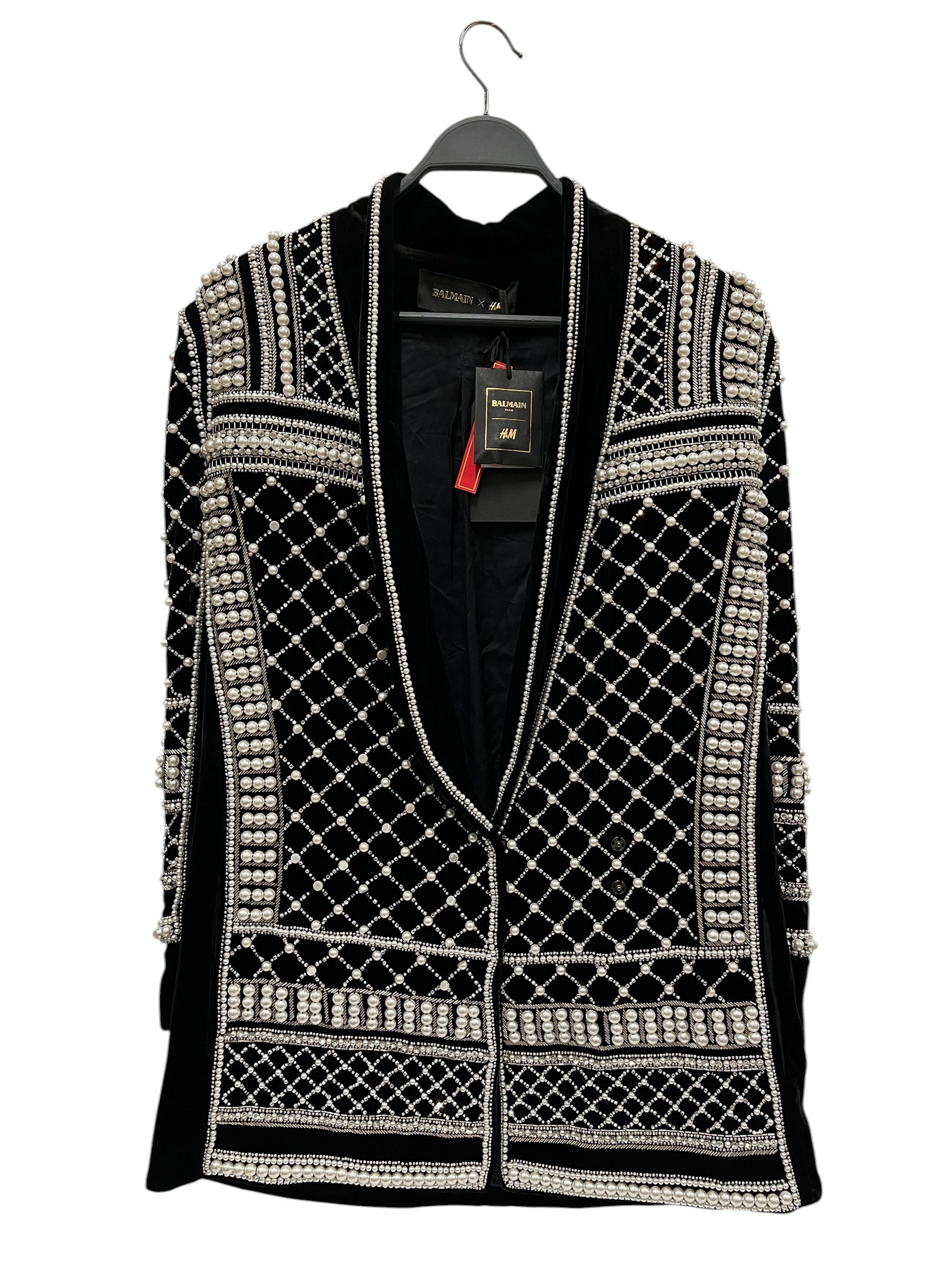H&M/BALMAIN/Tailored Jkt/8/Velour/BLK/PEARL BLAZER JACKET view 1