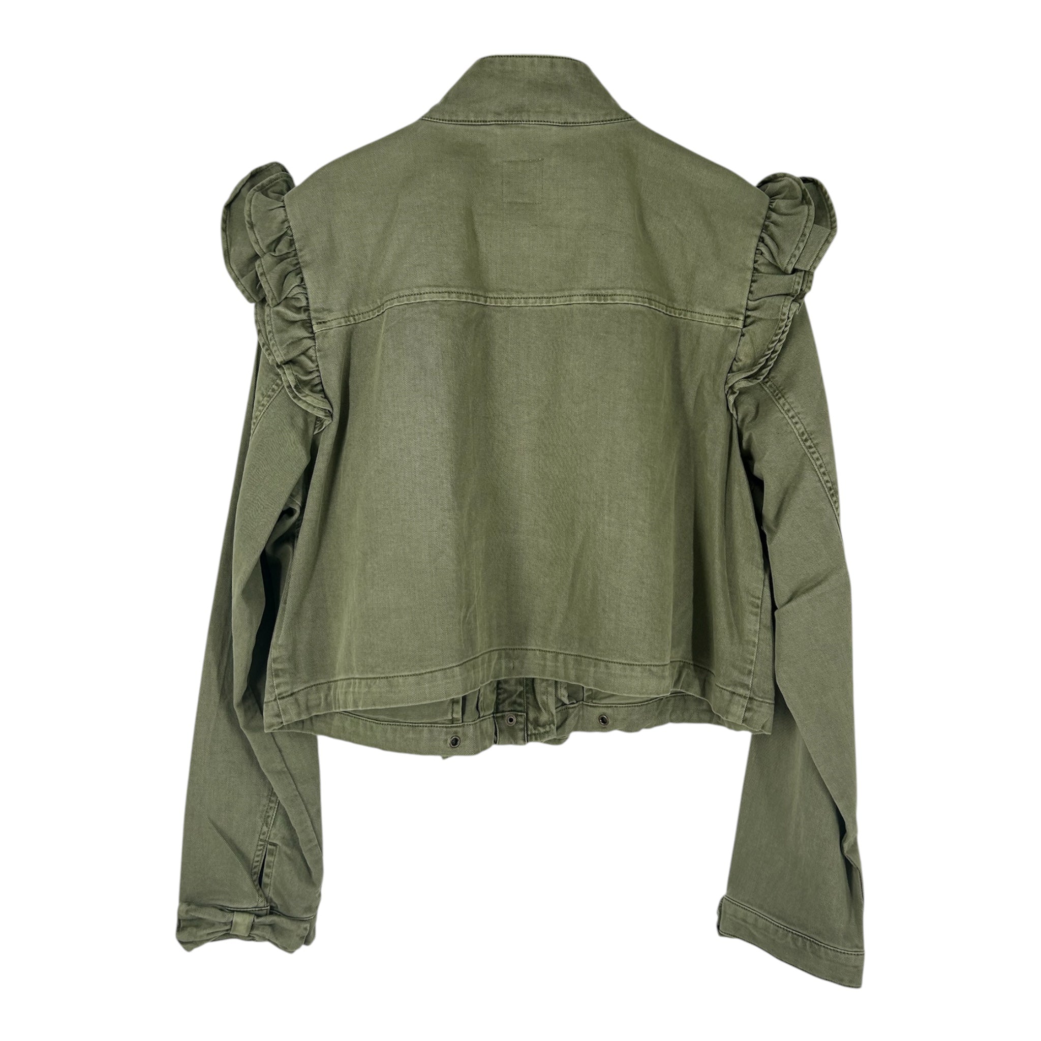 GAP/LOVESHACKFANCY/Jacket/L/Cotton/GRN/RUFFLE ARMS AND ZIP UP view 2