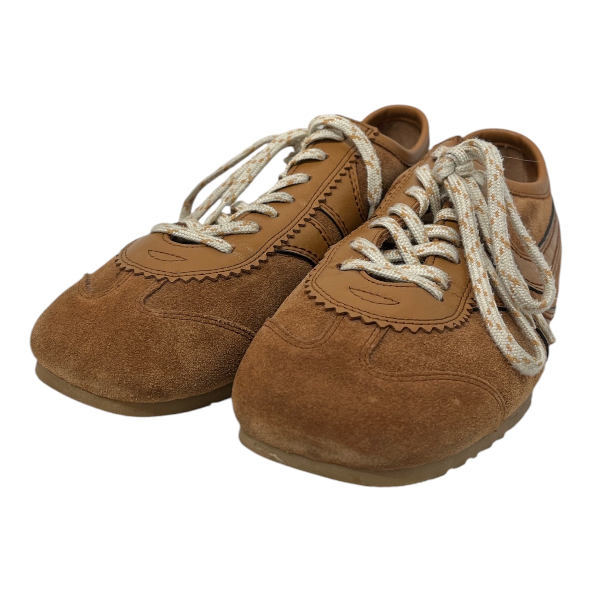 DRIES VAN NOTEN/Low-Sneakers/Suede/BRW/leather trim lace up sneakers view 3