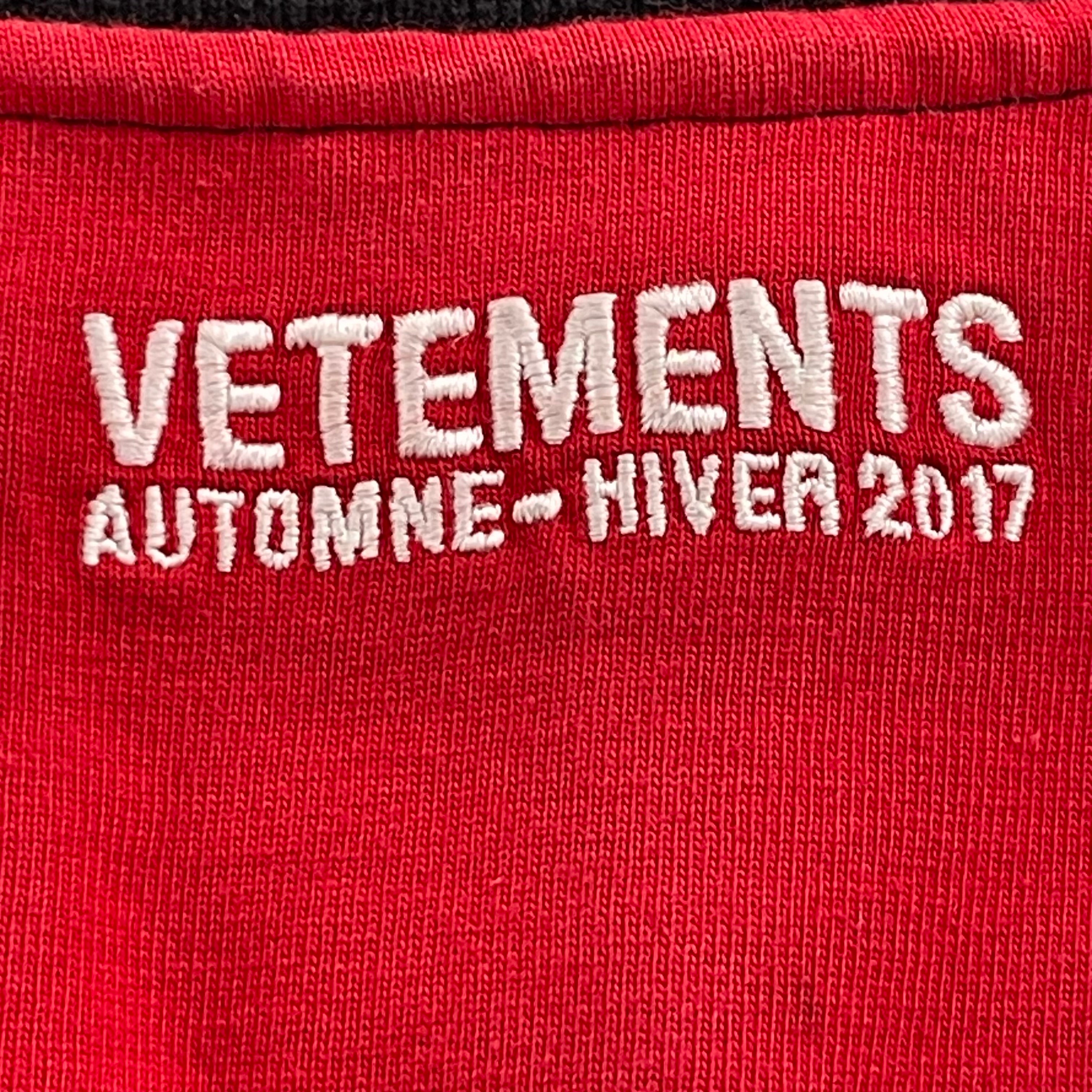 VETEMENTS/LS Cut & Sew/L/Stripe/Cotton/RED/blk&red strips/longsleeve view 3